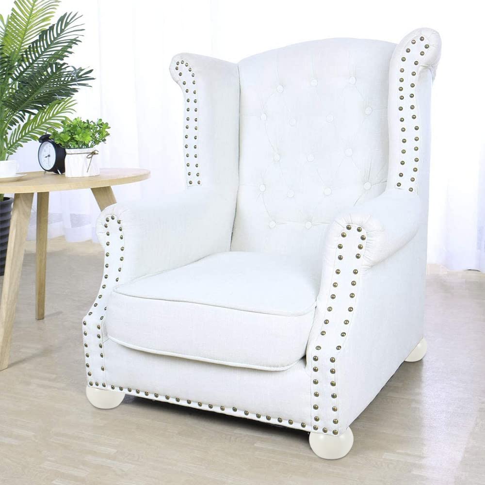 4pcs Solid Wood Furniture Legs - 5cm Tall Round Bun Feet Replacement for Sofa, Couch, Chair, Ottoman, Loveseat & Coffee Table (White) - Durable Cabinet & Furniture Support for Home & Office Decor