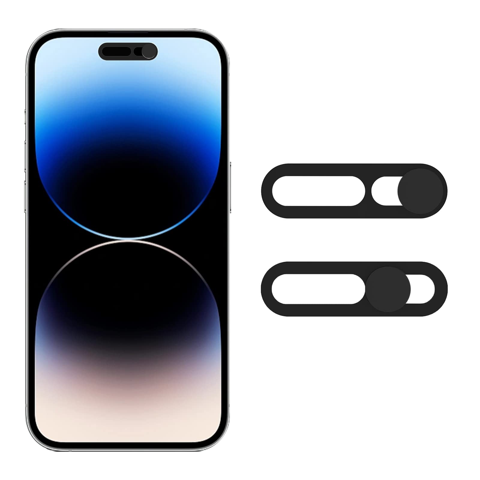 Privacy Screen Protector for iPhone 14 Pro & Pro Max - Anti-Spy Webcam Cover with Facial Recognition Support | Secure Phone Camera Cover for Privacy Protection | Perfect for Business Meetings, Online Classes & Video Calls (Black)