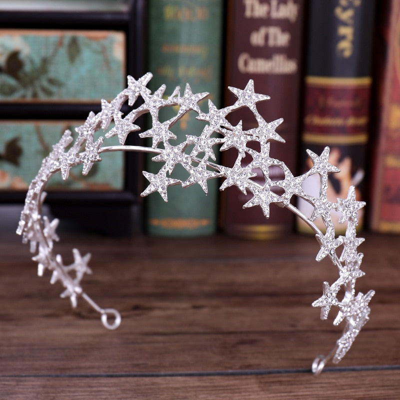 Sparkling Silver Star Headband for Women - Elegant Hair Accessory for Parties, Weddings & Special Occasions