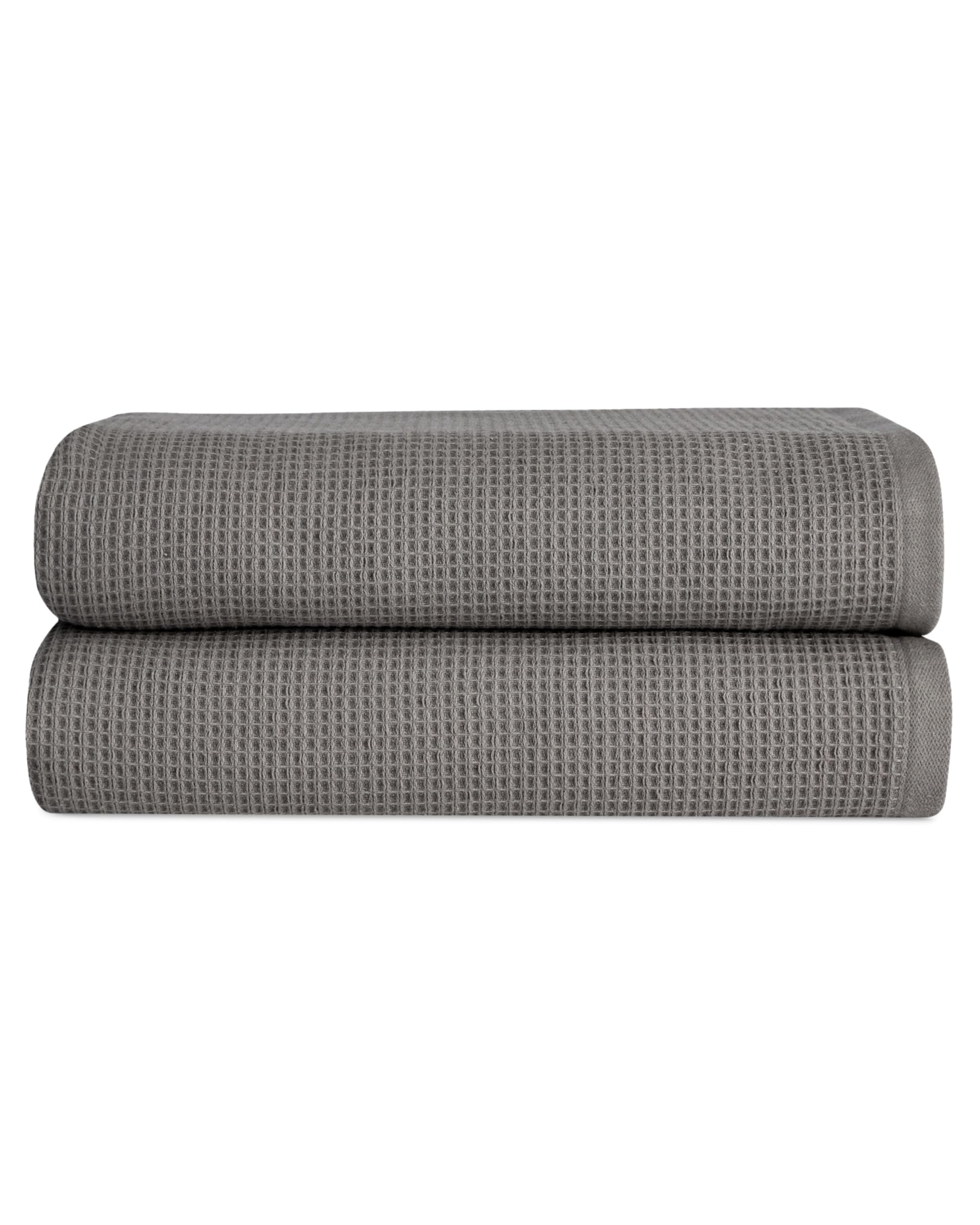 Premium Cozy Earth Charcoal Waffle Bath Sheets - Ultra Soft & Absorbent Luxury Towels for Spa, Bath & Pool - Eco-Friendly Bamboo Fiber
