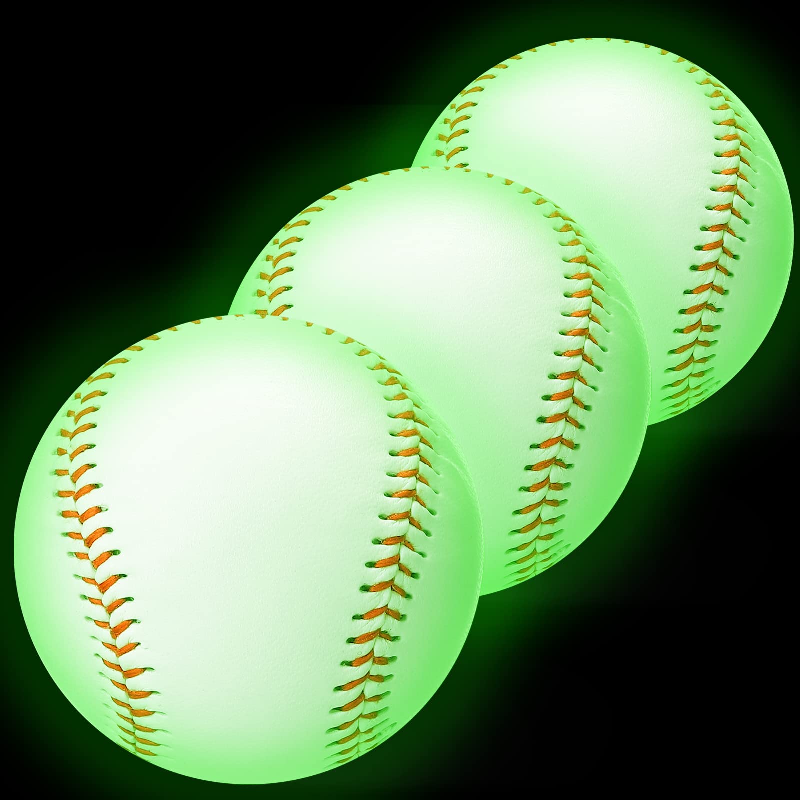 3 Pack Glow in The Dark Baseballs - Official Size Light Up Balls for Night Games, Backyard Practice & Outdoor Sports - Perfect Gift for Boys, Girls & Baseball Fans - Ideal for Camping, Backyard Fun & Evening Activities