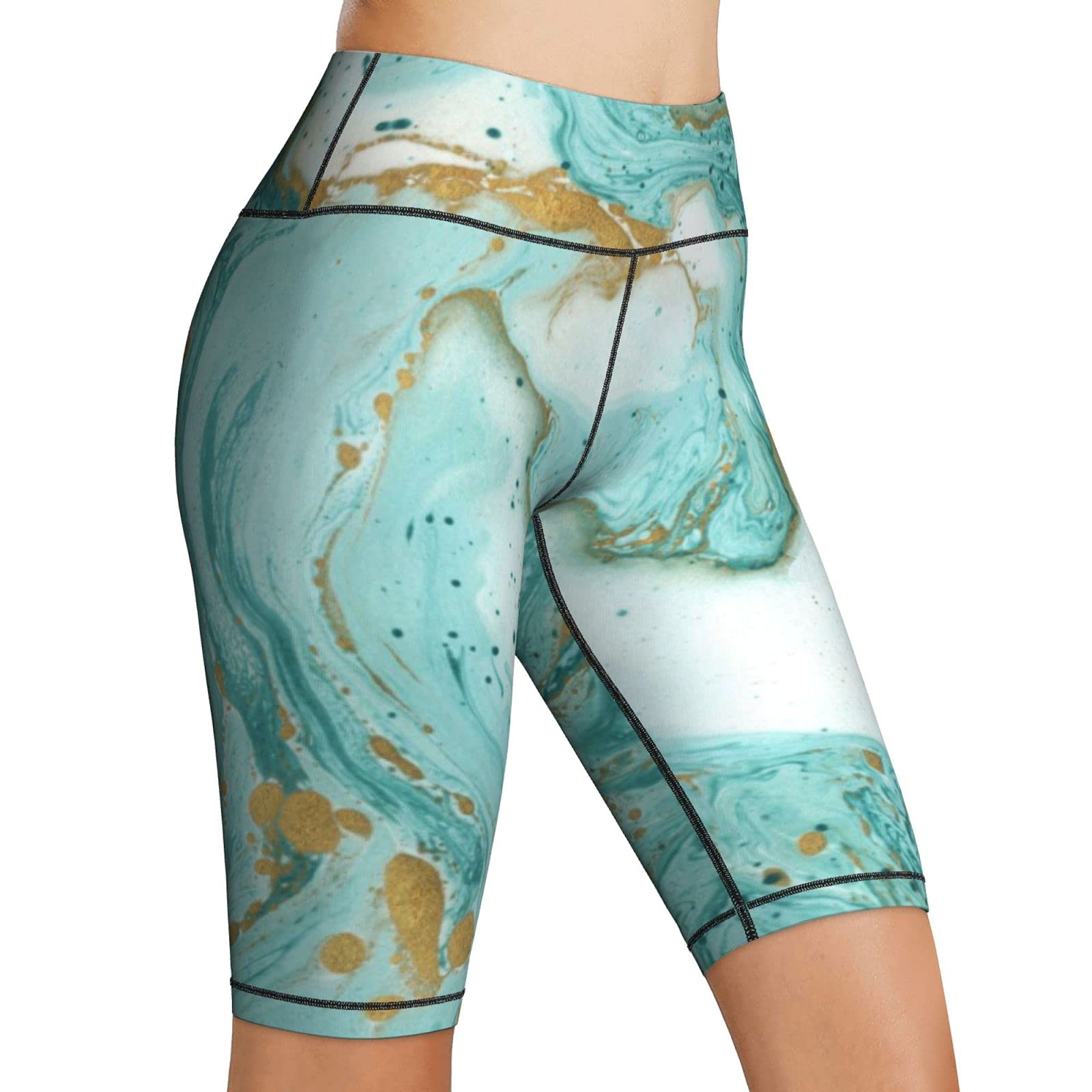 DQRIFGL Women's High Waist Yoga Shorts - Quick Dry, Tummy Control Workout Shorts for Running, Gym & Lounge - Printed Athletic Shorts for Women's Fitness & Activewear