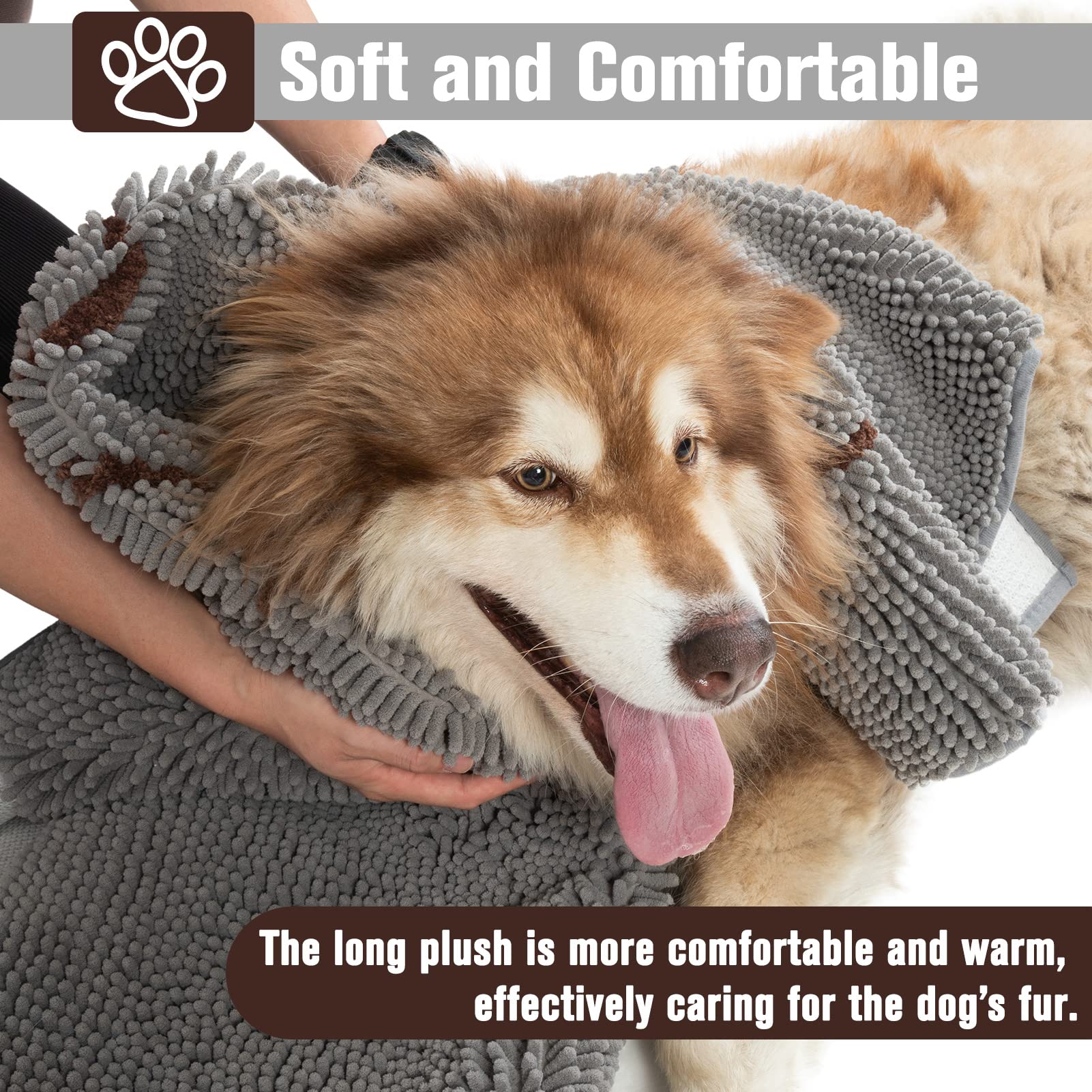 PUPTECK Super Absorbent Microfiber Dog Doormat - 60x30 Inch Non-Slip Entry Mat for Dirty Paws | Perfect for Muddy & Wet Pets at Home Entrance
