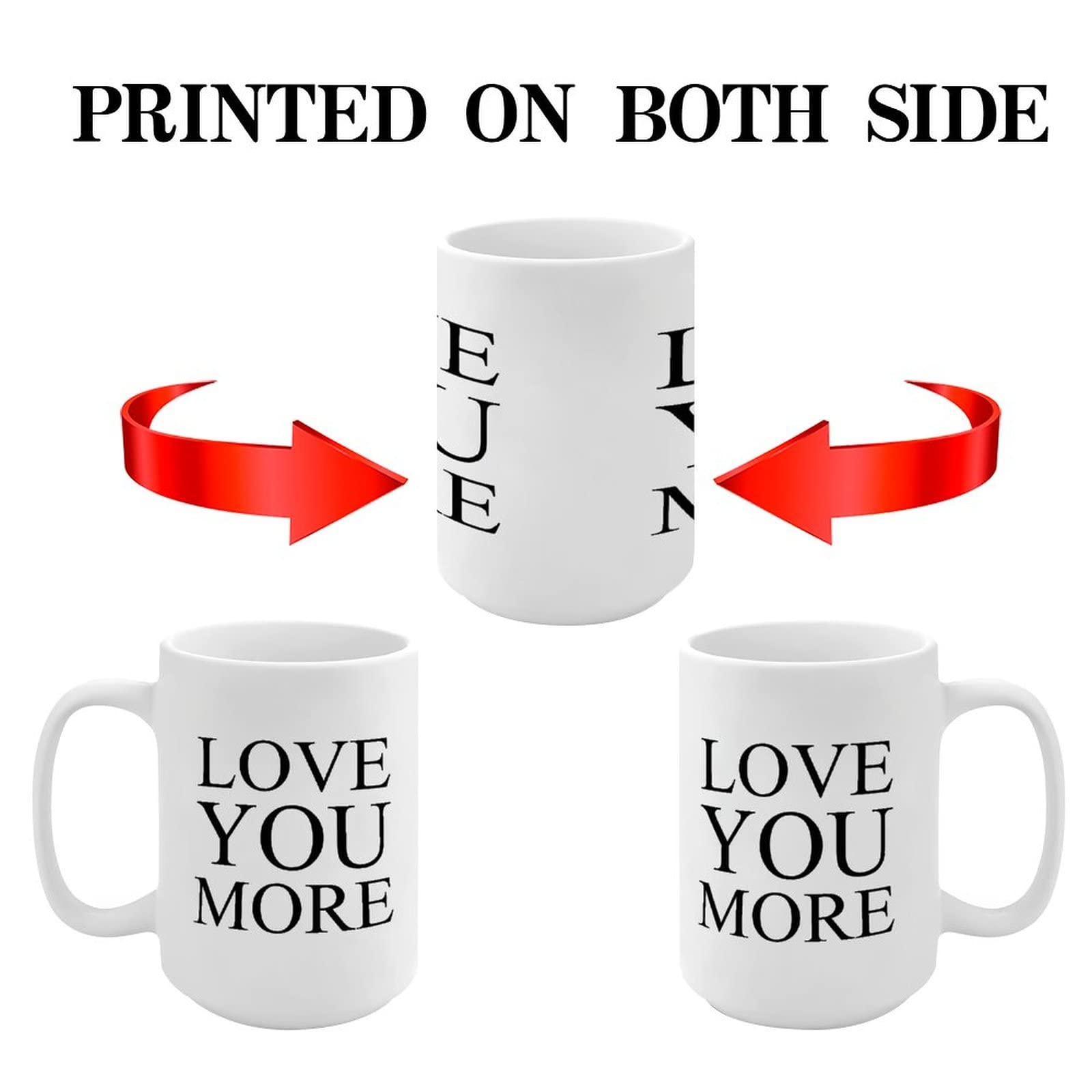 15oz Inspirational Ceramic Coffee Mug - 'Love You More' Tea & Coffee Cup for Mom, Dad, Grandma, Grandpa - Perfect Gift for Women & Men - Great for Home, Office & Gifting