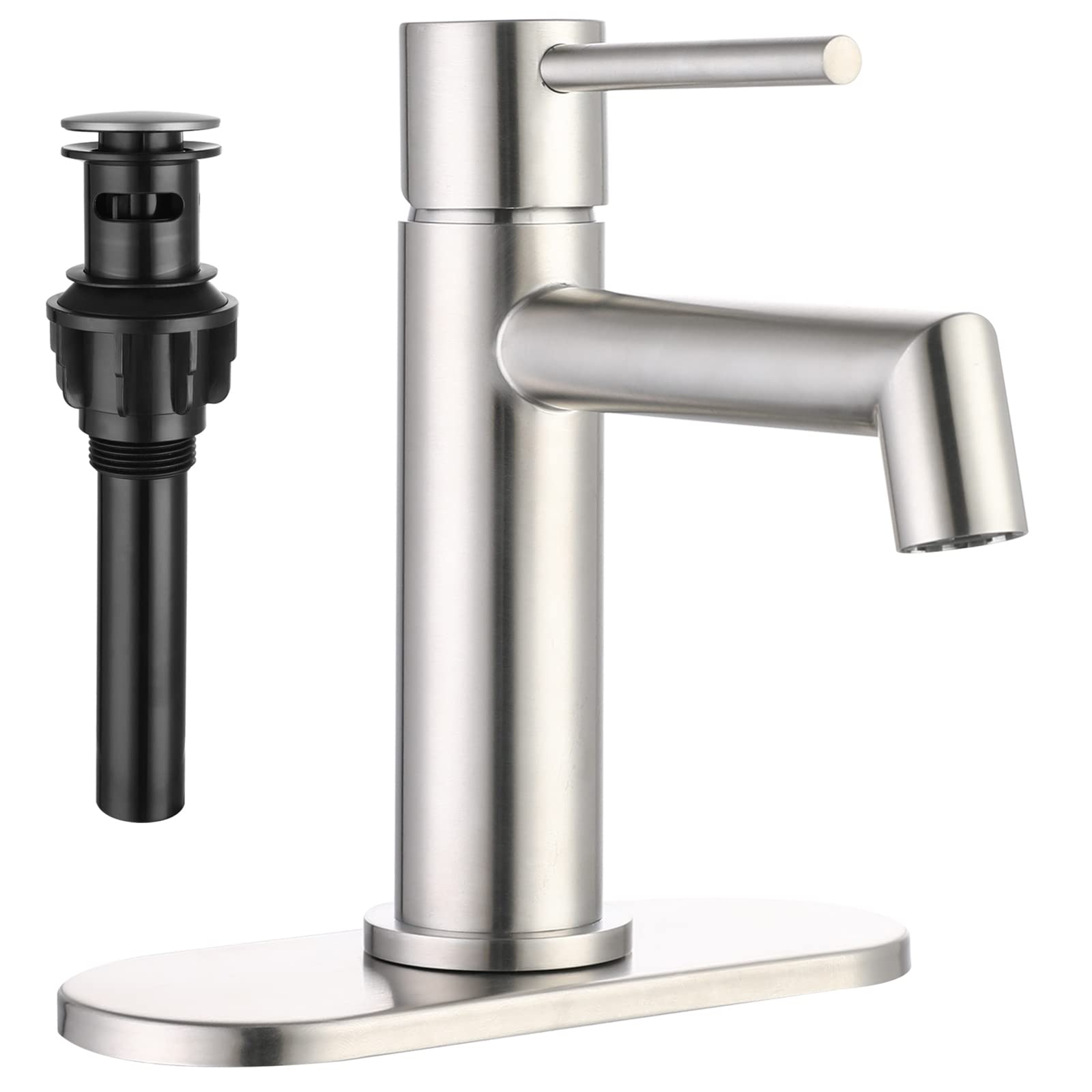 Deseegoal Single Handle Bathroom Faucet - 304 Stainless Steel for Sink & Vanity | Brushed Finish