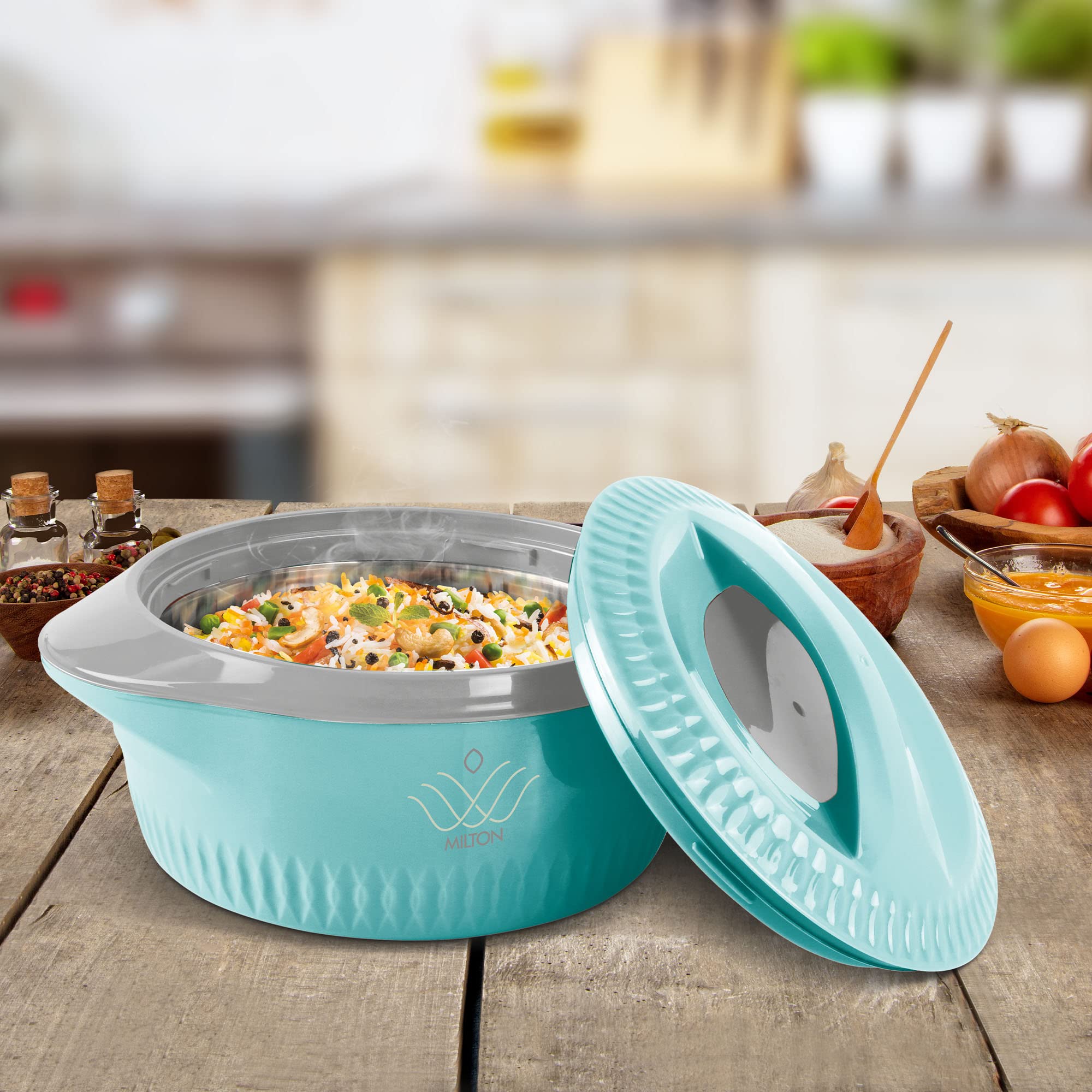 MILTON Royal 1000 Double Wall Stainless Steel Insulated Casserole - 830ml Blue | Keeps Food Hot & Fresh for 8-10 Hours | Perfect for Roti, Biryani, Curries & Indian Cuisine | Ideal for Picnics, Parties & Family Gatherings