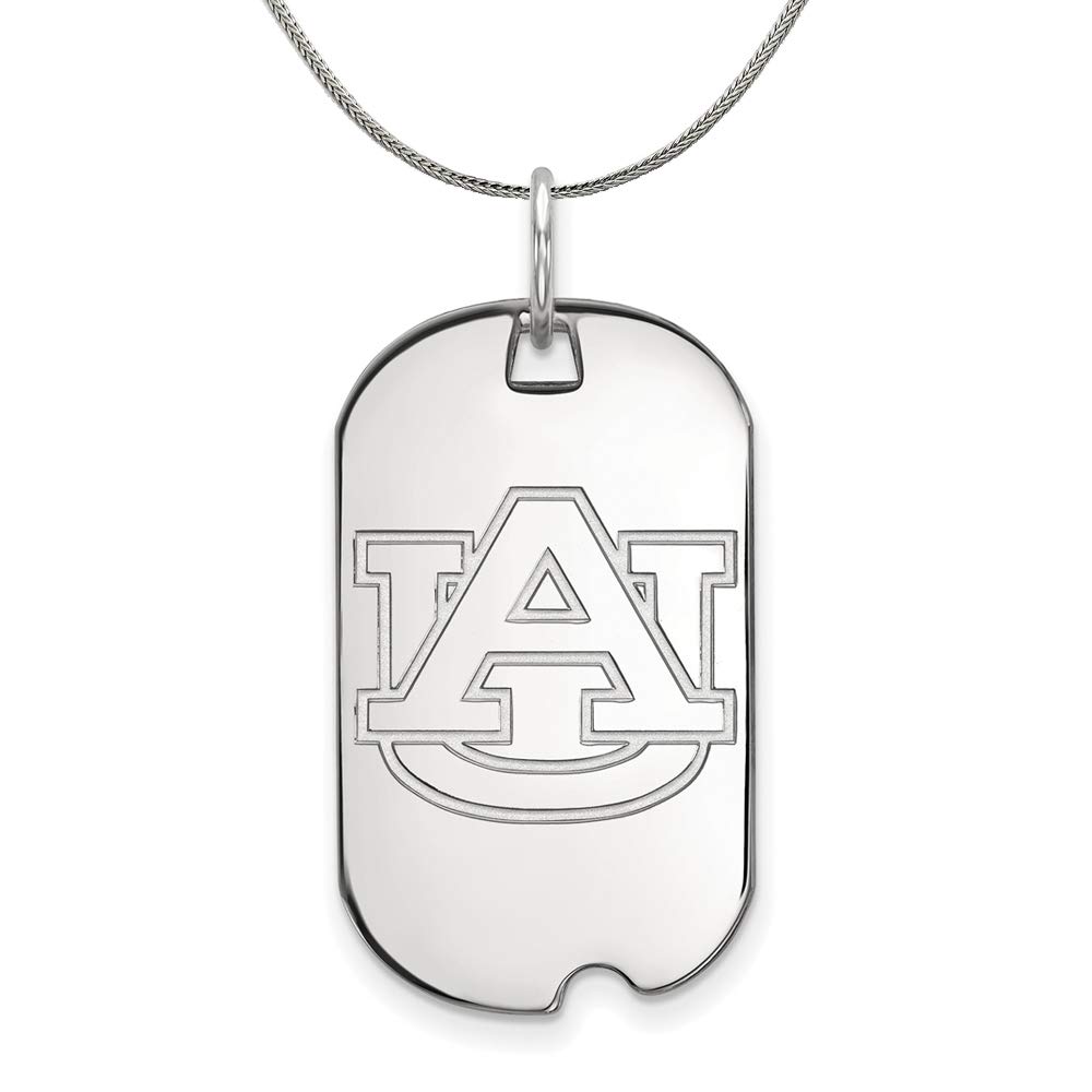 Black Bow Sterling Silver Auburn U Dog Tag Pendant Necklace for Women - Perfect Gift for Graduation, Birthday & Everyday Wear