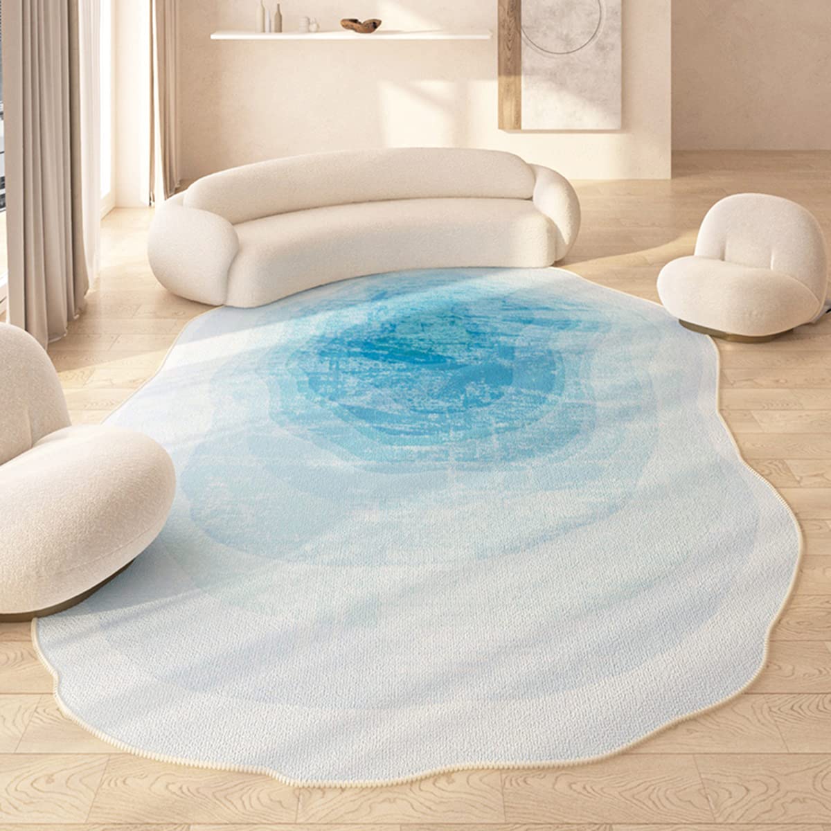 Contemporary Blue Area Rug 5x7ft - Stain Resistant Washable Indoor Outdoor Carpet for Living Room, Dining Room, Playroom | Home Office & Kitchen Runner Rug - Perfect for High Traffic Areas & Pet-Friendly Spaces