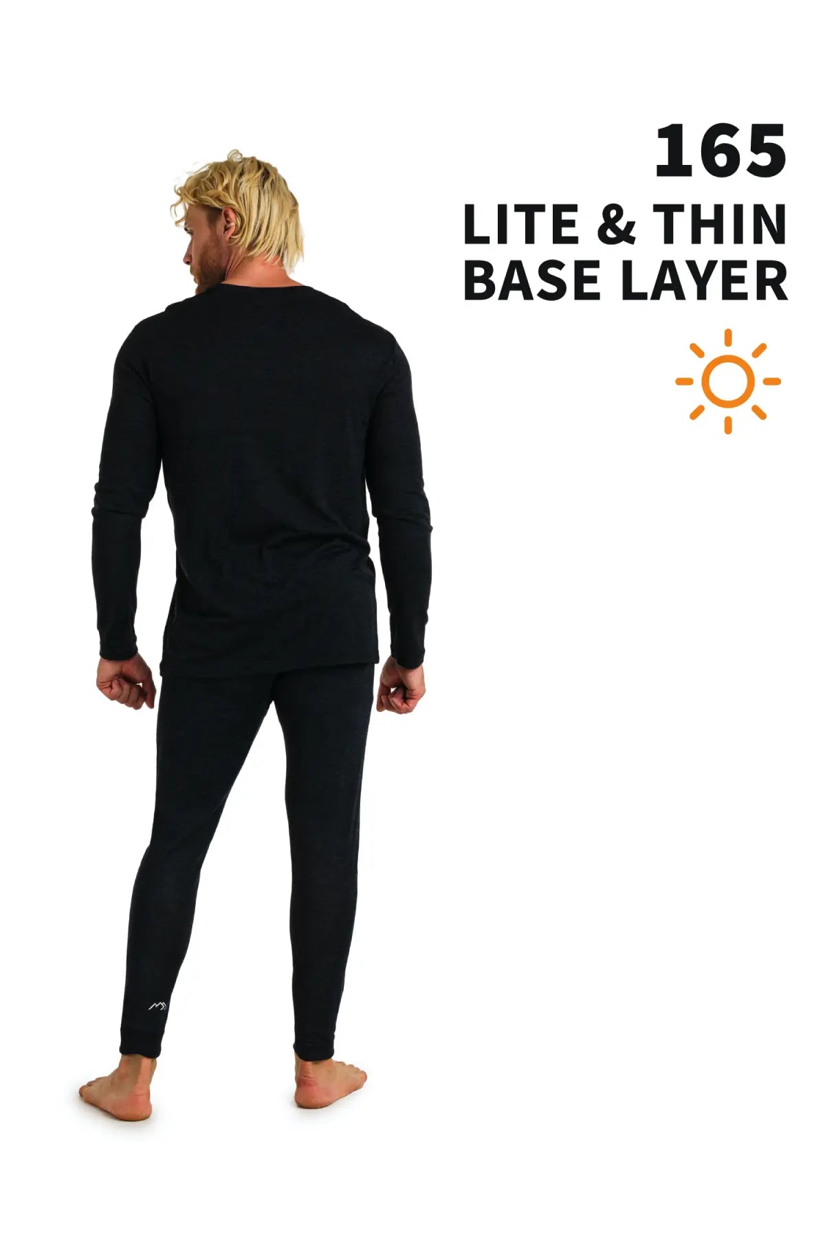 Men's Merino Wool Thermal Underwear Set - 165 Heath Black - Warm Base Layer for Winter Hiking, Skiing & Cold Weather Activities