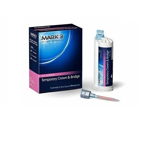 MARK3 (4101) A1 Crown & Bridge Temporary Material - 75g Cartridge with 10 Mixing Tips for Dental Restorations & Prosthetics - Ideal for Dentists, Labs & Temporary Crown Placements