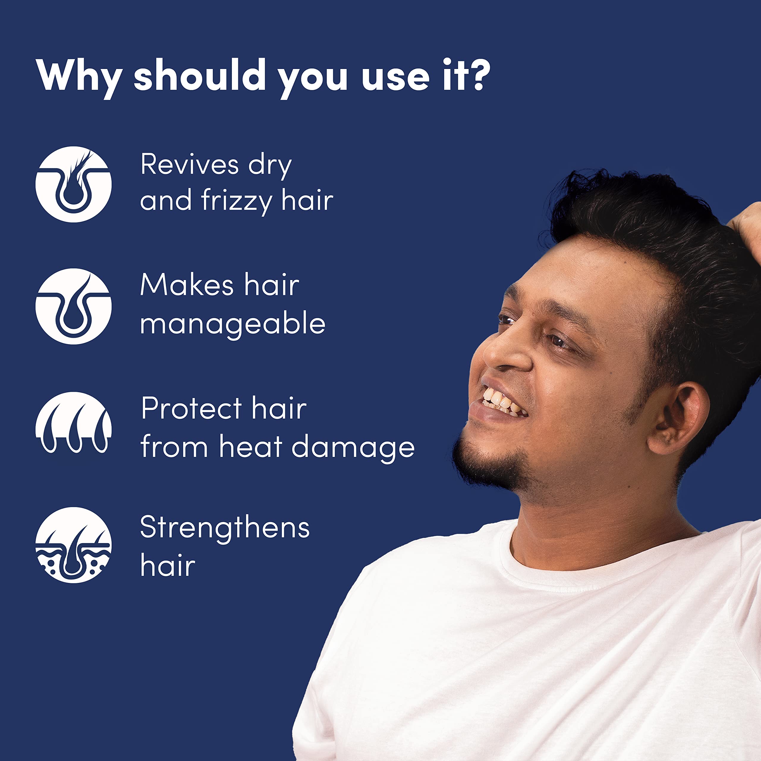 Man Matters Hair Serum for Men - 90 mL with Jojoba & Argan Oil | Frizz-Free, Silky & Shiny Hair Treatment | Non-Sticky Formula for Instant Smoothness | Perfect for Daily Styling & Special Occasions