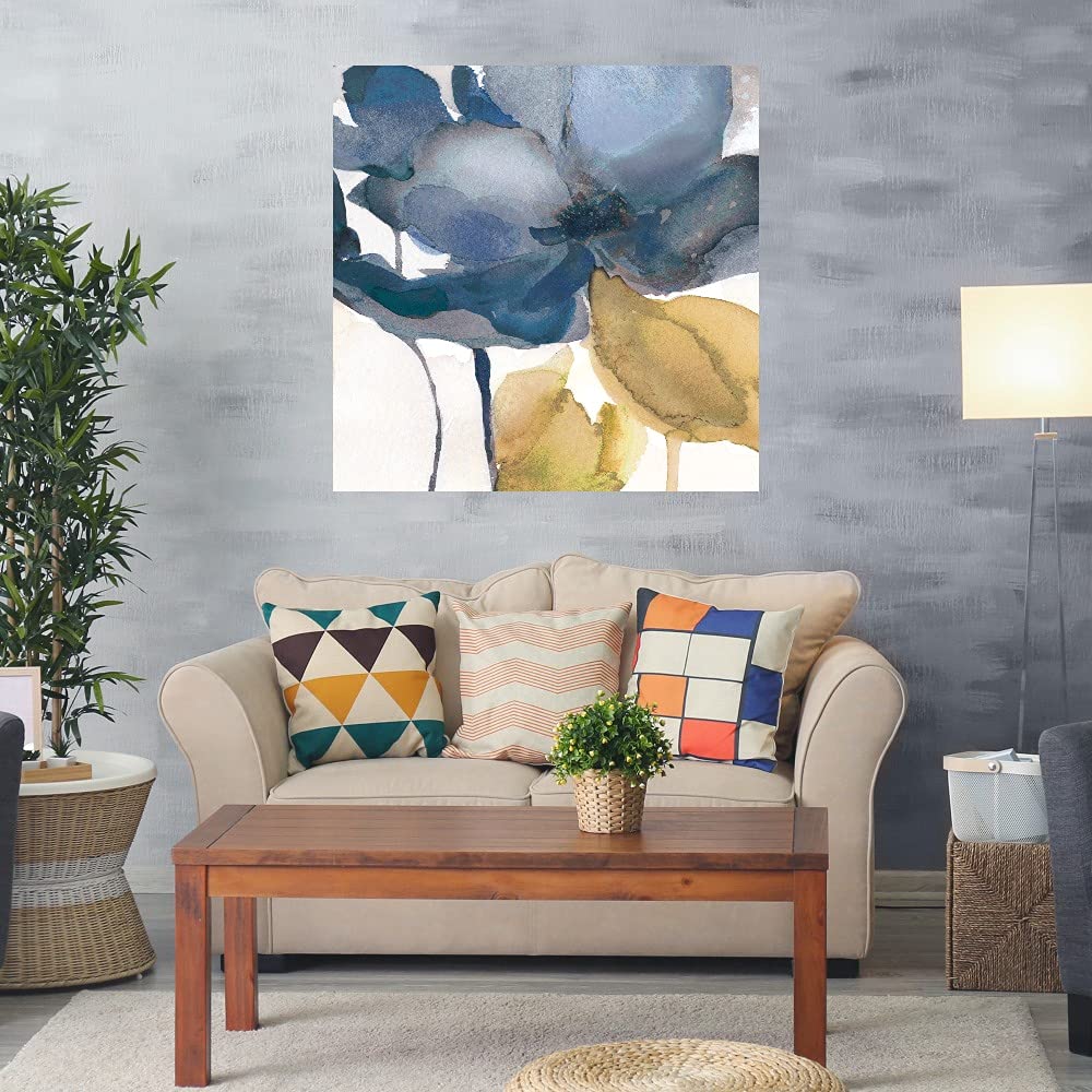 Botanical Wall Art Canvas - Blue Note II Plant Pictures for Bathroom & Bedroom Decor | 22x22 Inch Floral Canvas Artwork by Carol Robinson | Perfect for Home, Office & Spa Decor
