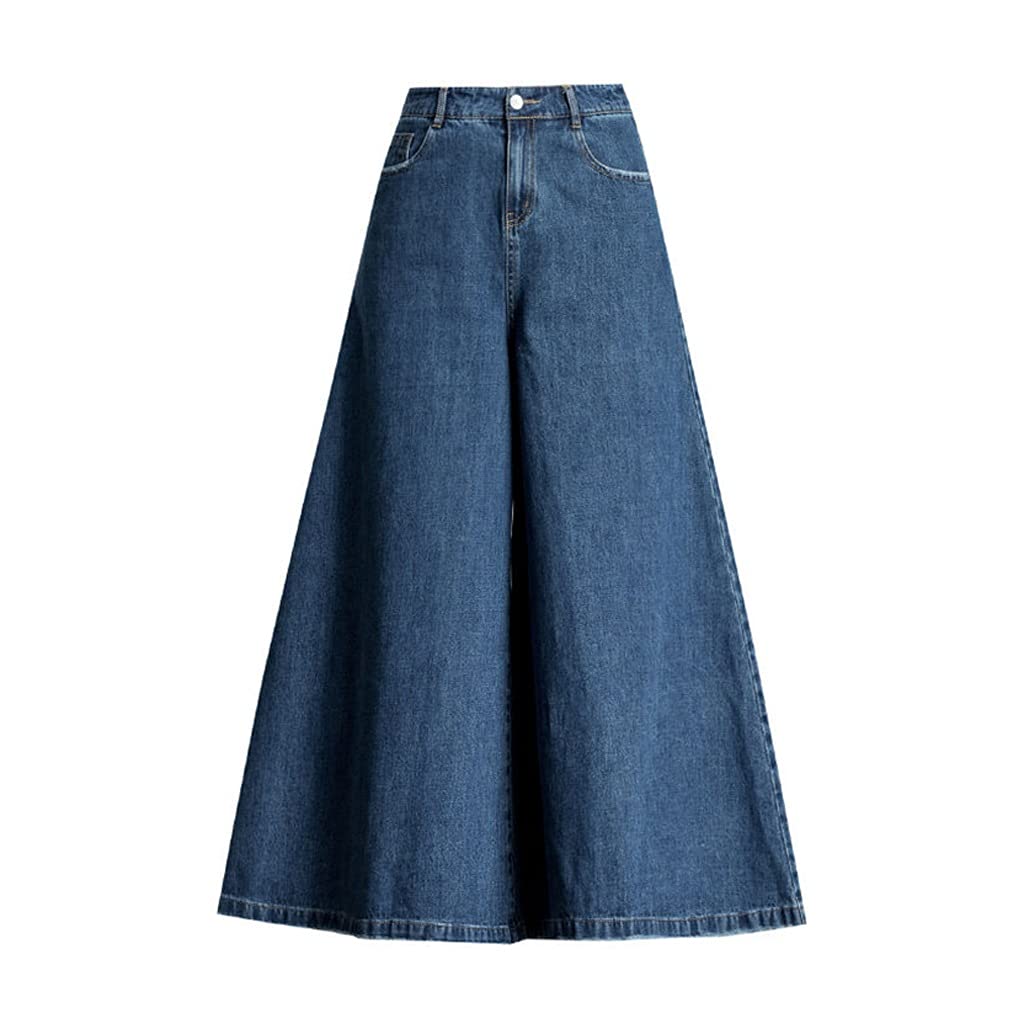 Women's High Waist Vintage Wide Leg Denim Jeans - Loose Casual Ankle-Length Pants for Spring Summer Fashion | Plus Size 32 Blue | Perfect for Boho Outfits & Everyday Wear