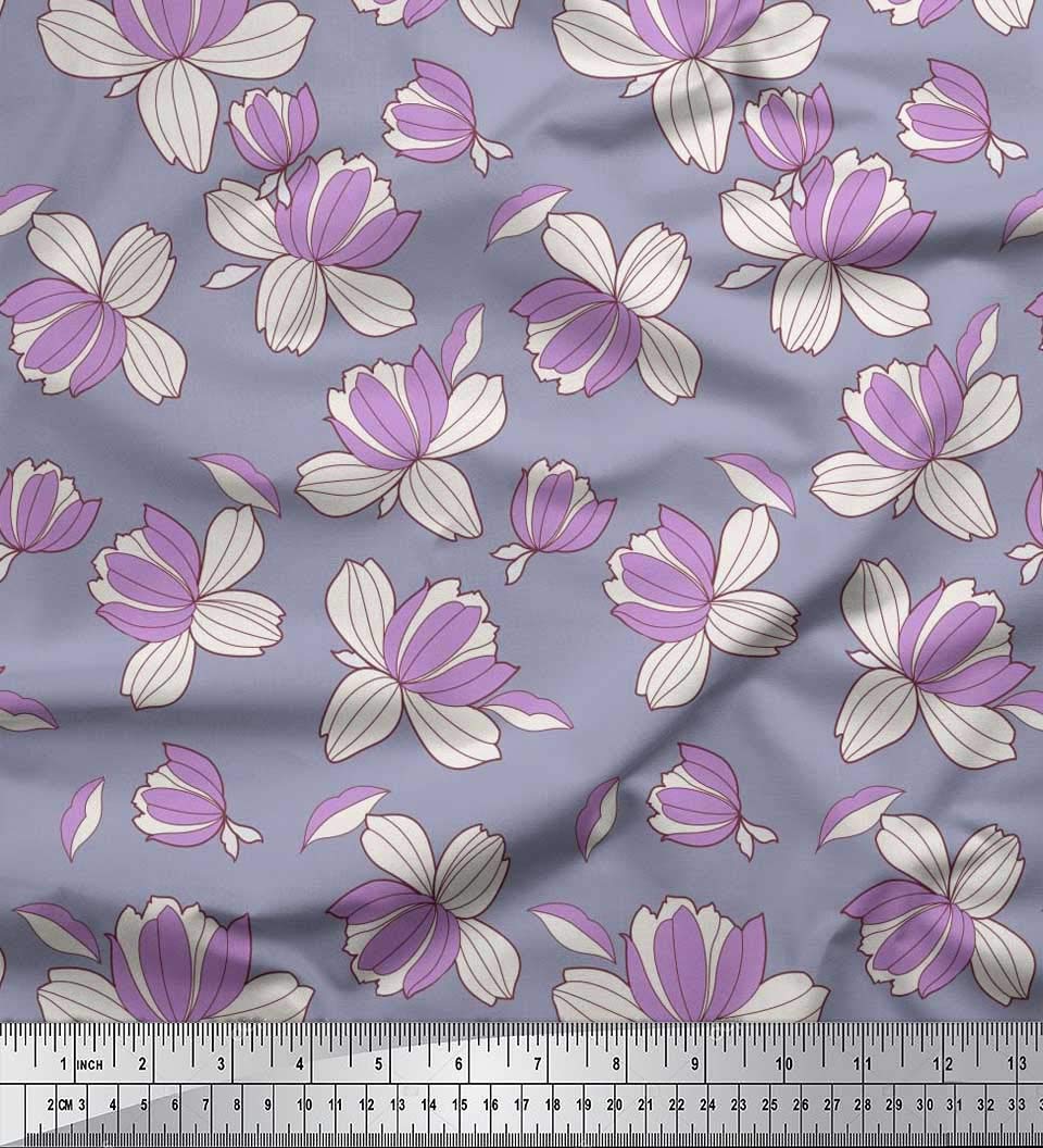 Soimoi Moss Georgette Brown Floral Print Fabric by The Yard - 42 Inch Wide Soft Romantic Petals Design - Perfect for Dresses, Scarves, DIY Fashion & Home Decor Projects