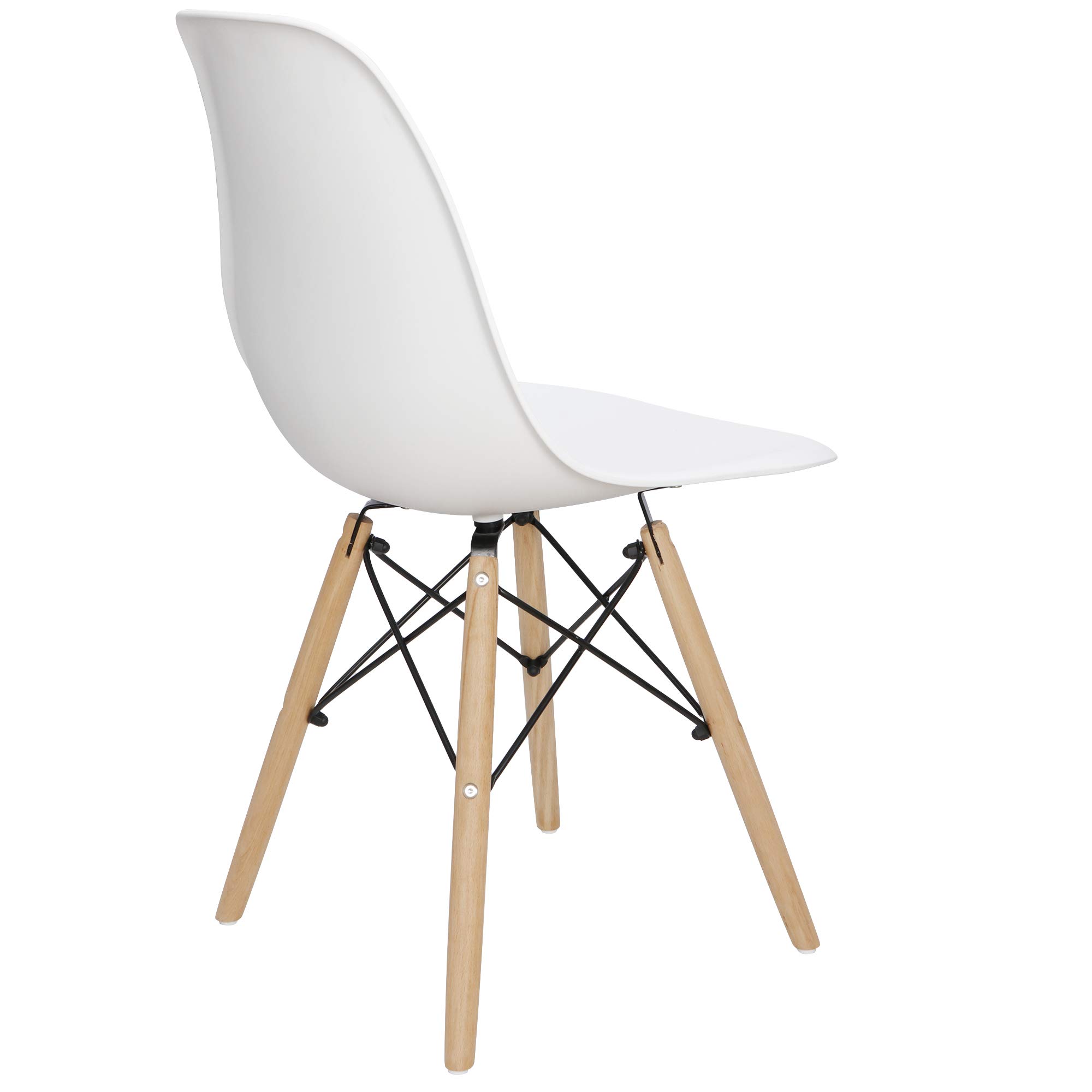 ZENY Modern Dining Chair Set of 4 - Mid Century DSW Style Wooden Leg Chairs | Plastic Shell Lounge Side Chairs for Kitchen, Dining Room, Bedroom & Living Room | Perfect for Home Decor, Restaurant, Cafe & Office Use