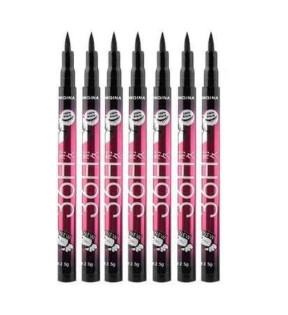 Lenon Beauty 36 Hour Long Lasting Waterproof Eyeliner Pen - Ultra Black Smudge Proof Liquid Liner (Pack of 7) - Perfect for Winged Liner, Cat Eye Makeup & Everyday Use