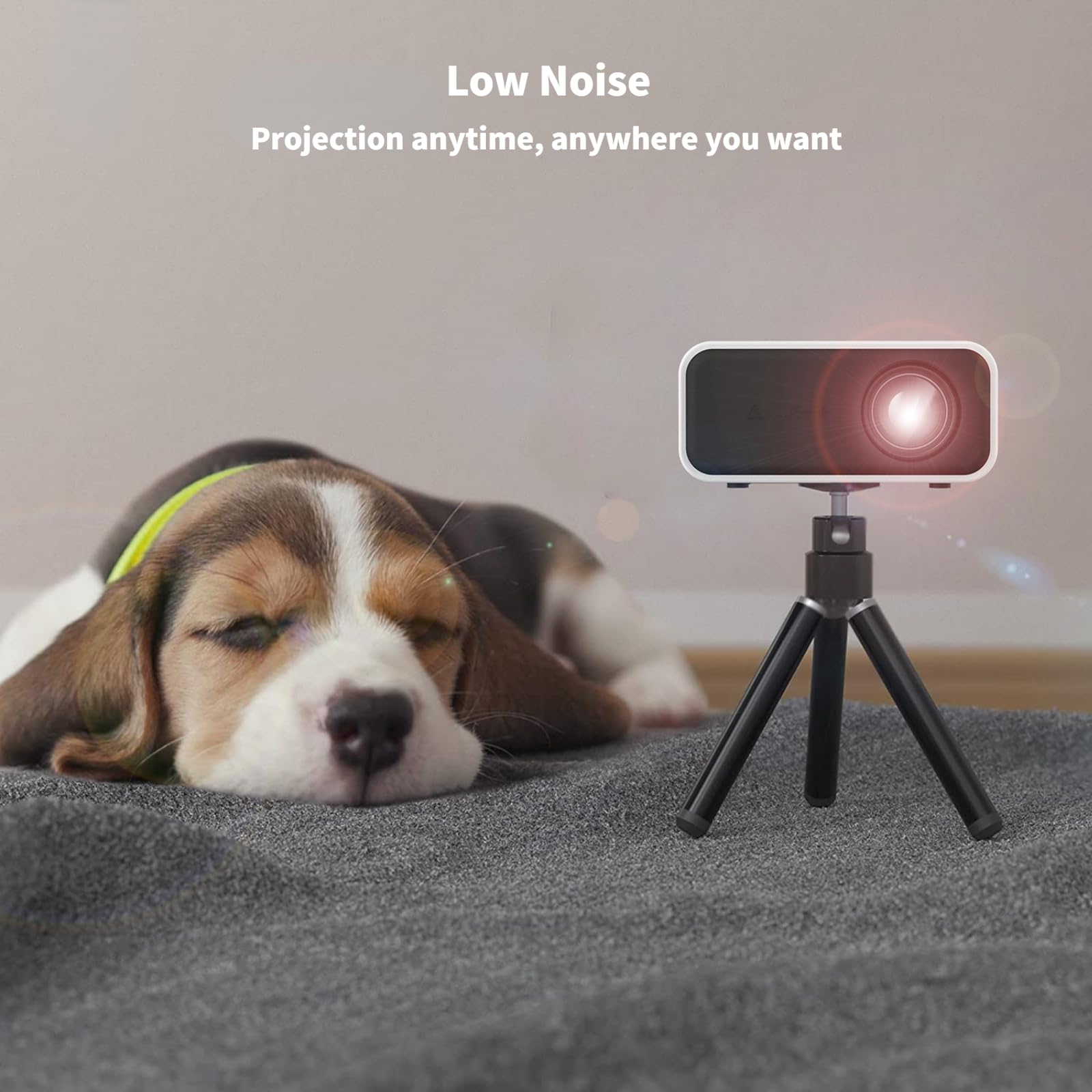 Portable Mini HD 1080P Projector with Built-in 4Ω 2W Speakers & Eye Protection - Home Theater Movie Projector for iOS, Android, Laptop (White) - Perfect for Movie Nights, Gaming & Outdoor Entertainment