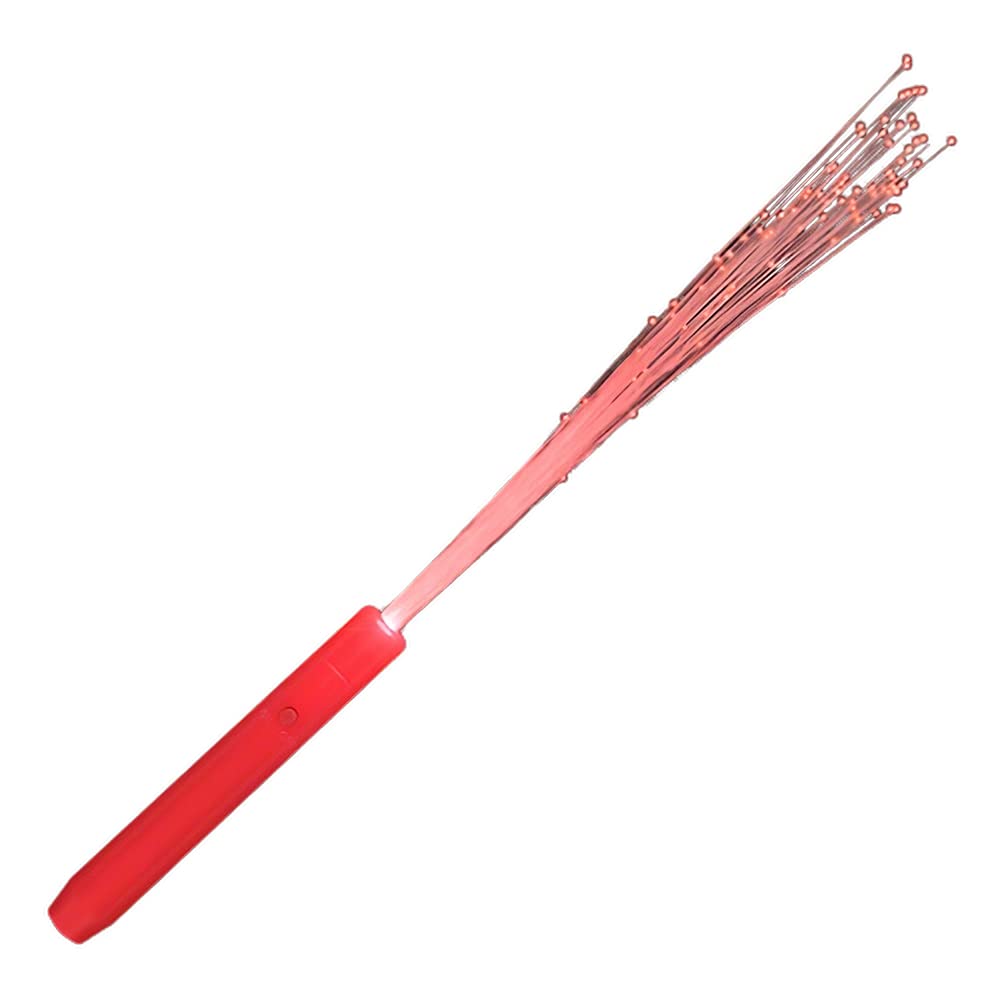 Red Fiber Optic LED Light Wand - Magical Glowing Party Accessory for Raves, Halloween & Cosplay