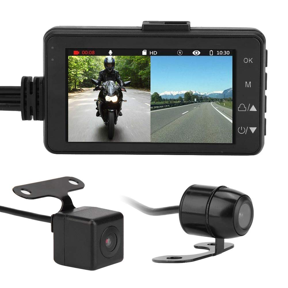 **1080P Motorcycle Dash Cam with Front & Rear Camera, 120° Wide Angle, 3in LCD Screen, Loop Recording, Waterproof - Ideal for Sport Riding, Commuting & Adventure Travel**