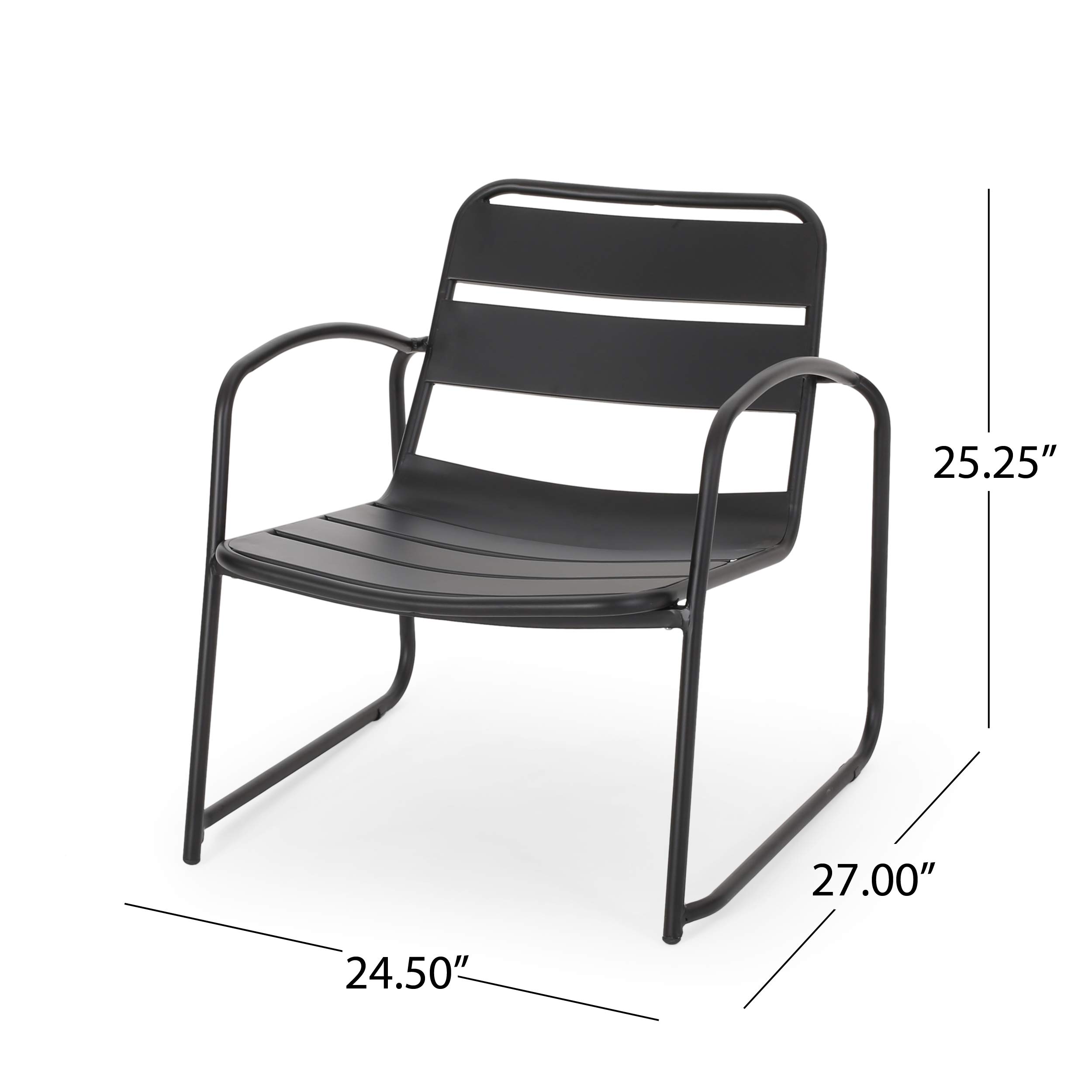 GDF Studio Outdoor Dining Chairs (Set of 2) - Matte Black Patio Furniture for Garden, Poolside, Deck & Backyard Dining