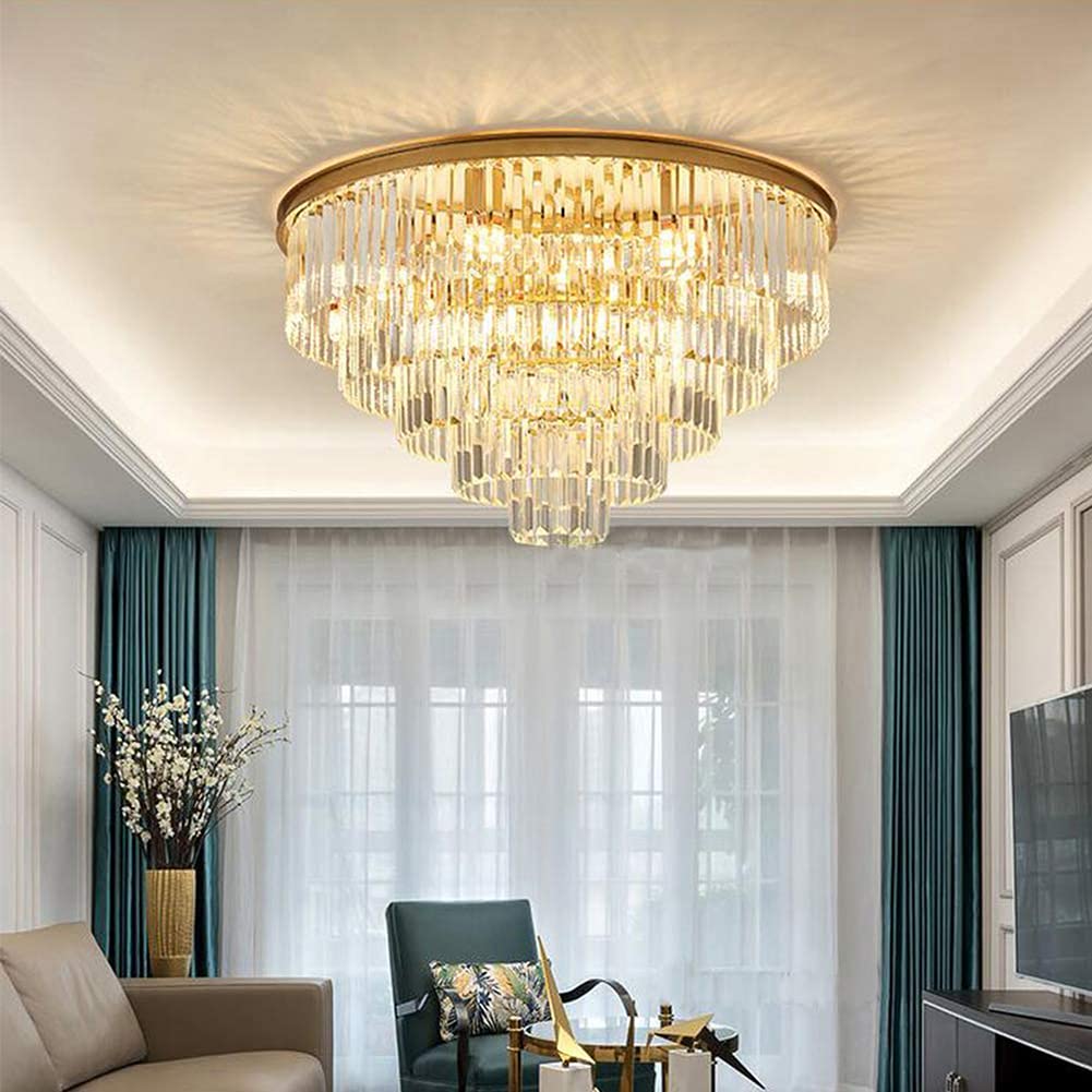 31.5'' Modern Gold Crystal Chandelier - 5-Tier Adjustable Height Pendant Light with 13 Lights for Dining Room, Living Room & Entryway | Elegant Ceiling Lighting for Home Decor, Weddings & Luxury Interiors