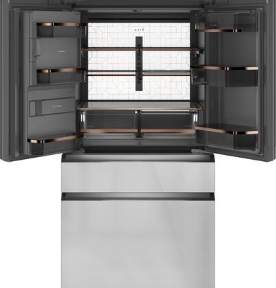 (Open Box) GE Cafe CXE22DM5PS5 22.3 cu. ft. Smart 4-Door French Door Refrigerator in Platinum Glass - Energy Efficient Kitchen Appliance for Modern Homes