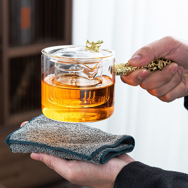 Premium Glass Tea Set with Golden Handle - Elegant Tea Brewing Accessories for Home, Office & Gifting | Perfect for Afternoon Tea, Ceremonies & Relaxation