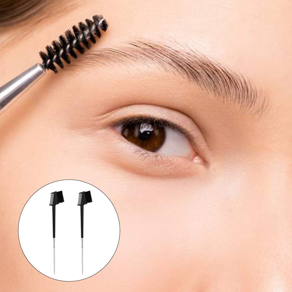 2pcs Double Head Eyebrow Comb & Brush - Professional Eyebrow Grooming & Makeup Tool for Women - Perfect for Eyebrow Shaping, Eyelash Combing & Beauty Routine - Portable Double-ended Cosmetic Brush for Home & Travel Use