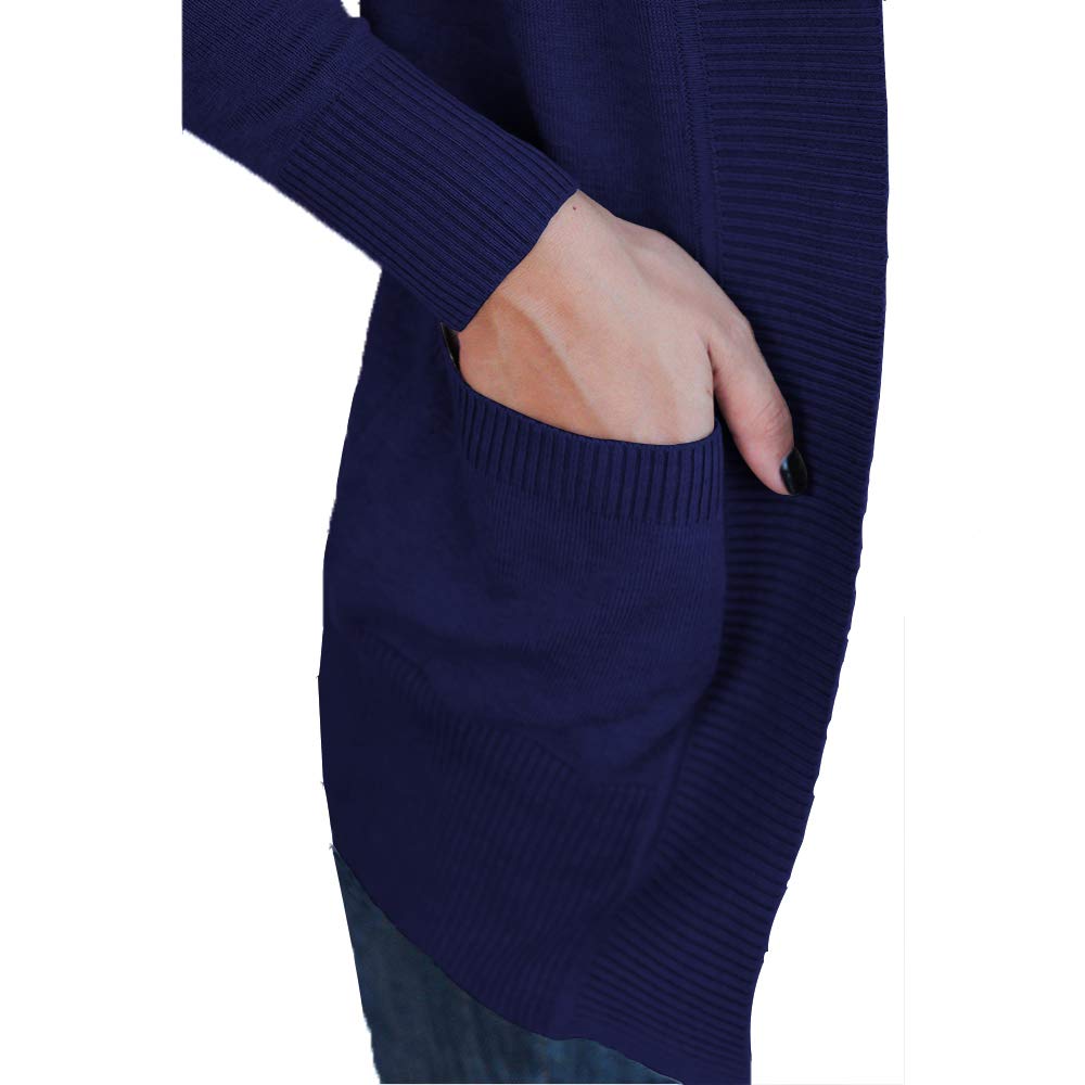 VOIANLIMO Women's Open Front Casual Long Sleeve Knit Cardigan Sweater with Pockets - Cozy Fall Winter Layering Piece for Office, Travel & Lounge Wear