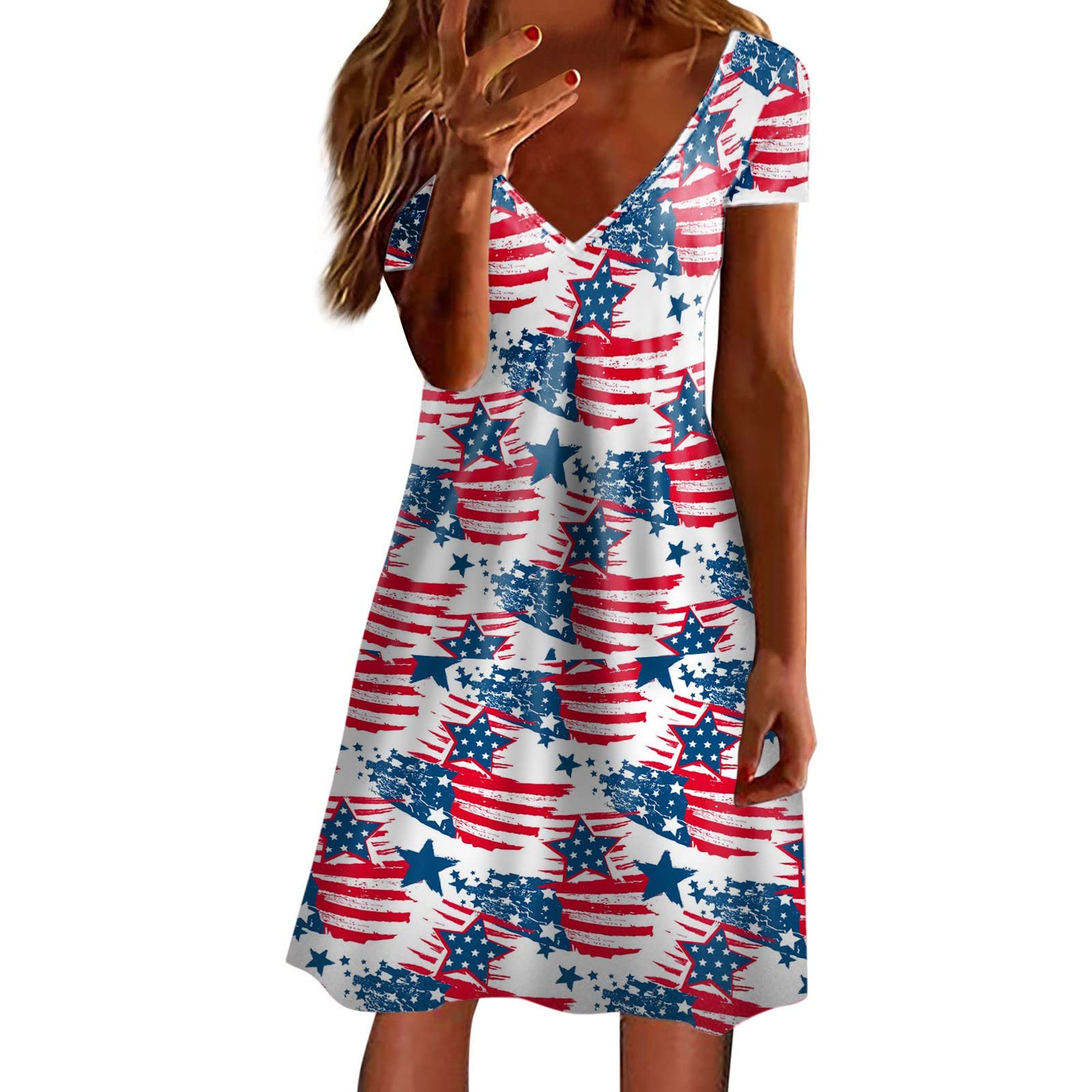 Plus Size Pink Summer Dress for Women - V Neck Short Sleeve Flowy Swing Dress, Comfortable Casual & Party Wear for Ladies | Perfect for Beach, Wedding Guest, Date Night and Office Outfits