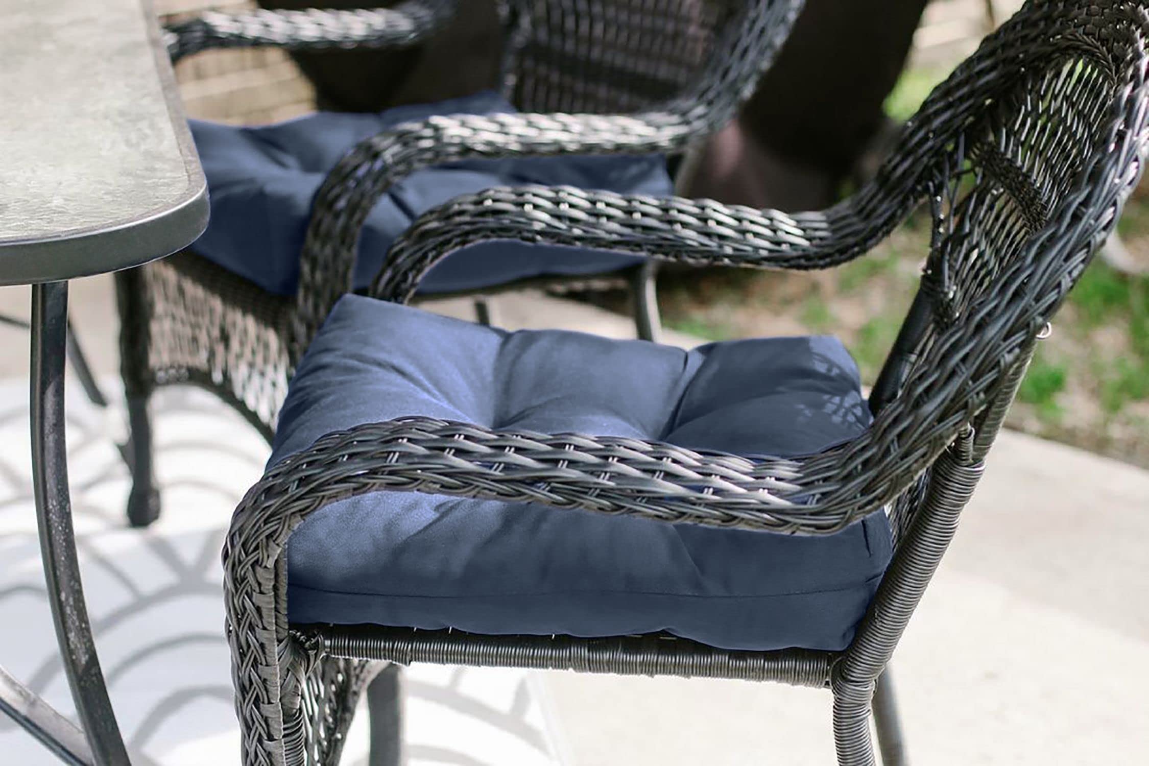 Waterproof 19x19x5 Inch Square Outdoor Seat Cushions - 2 Pack Navy Blue Patio Furniture Cushions - All-Weather Resistant for Deck Chairs, Porch Swing & Garden Bench