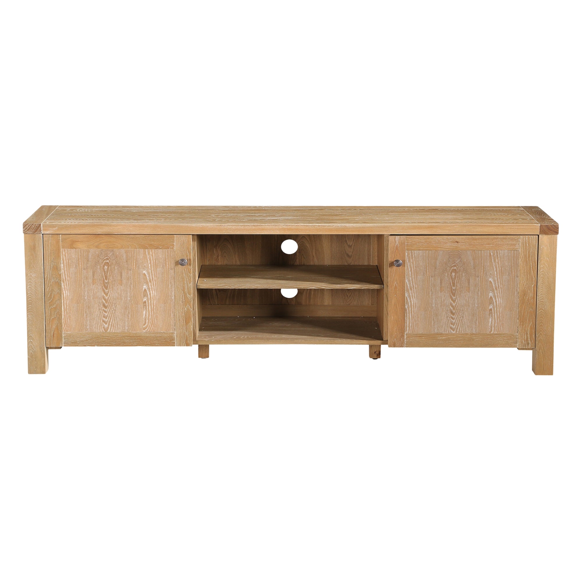 Woodland 180cm Entertainment TV Stand with 2 Doors - Solid Timber Wood TV Cabinet for Living Room, Natural Finish - Perfect for Home Theater & Media Storage