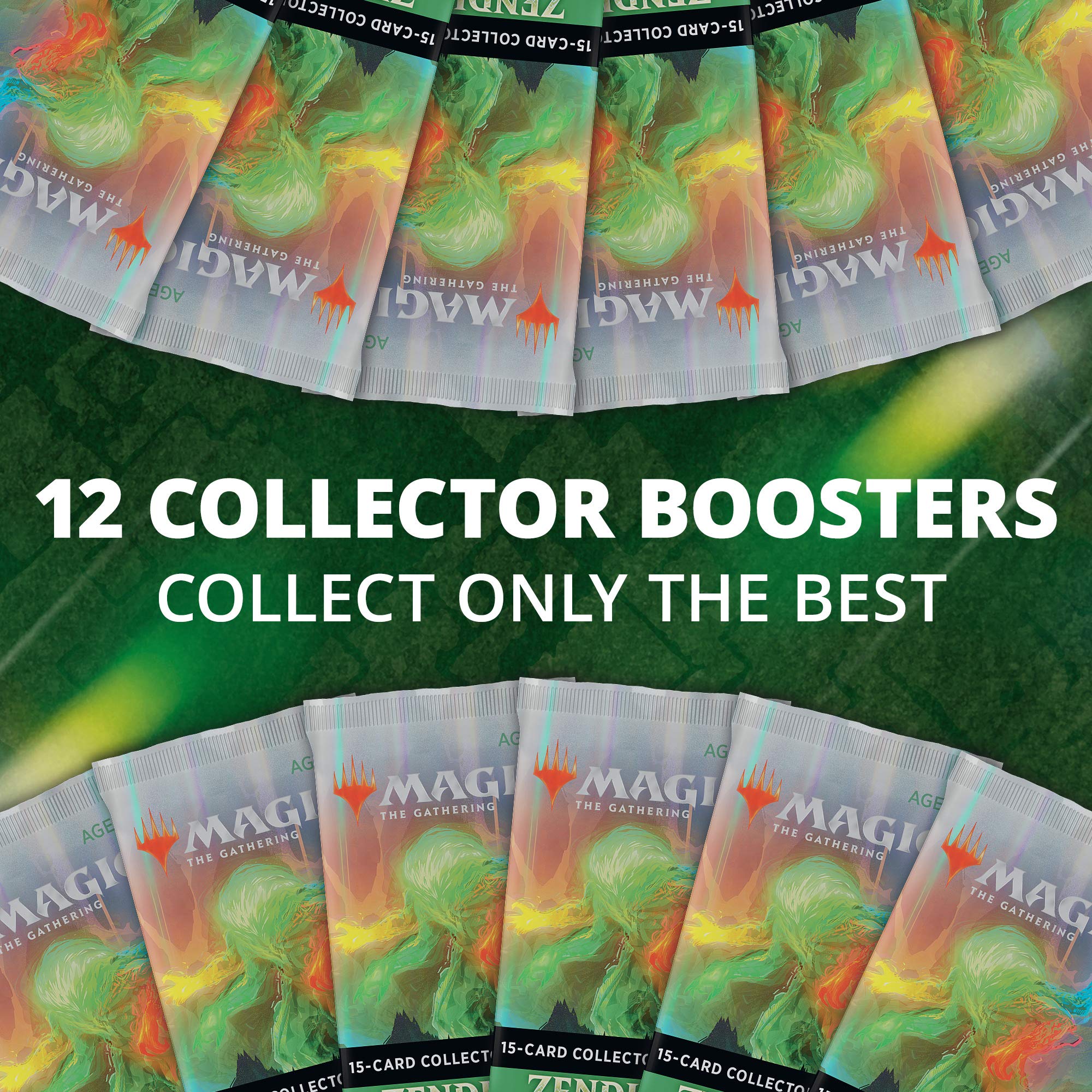 Magic: The Gathering Zendikar Rising Collector Booster Box - 12 Packs (180 Cards) with 2 Box Toppers | 132+ Foil Cards, 48 Rares & 72 Alternate Frame Cards | Premium MTG Cards for Collectors, Tournaments & Game Nights