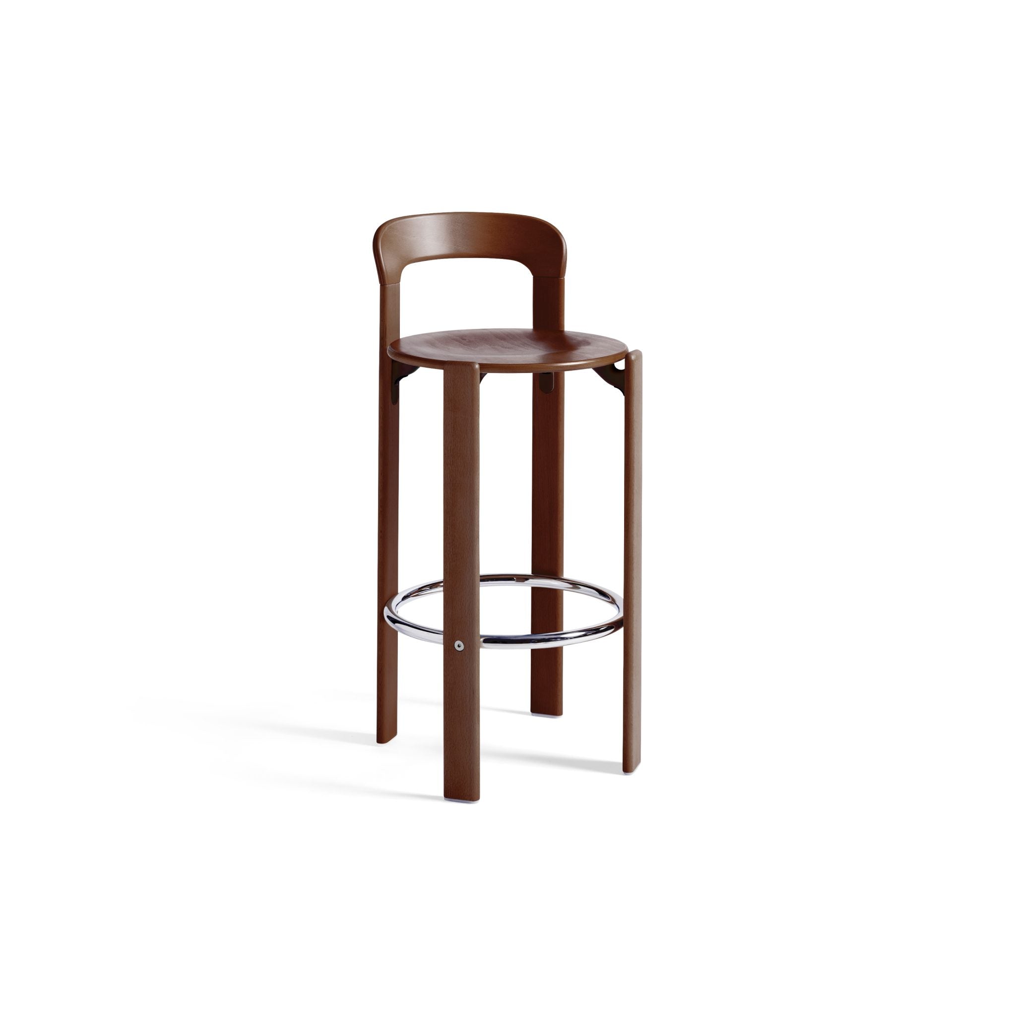 HAY Rey Bar Stool High - 75cm Umber Brown Bar Height Counter Stool - Modern Kitchen & Dining Room Furniture for Home & Cafe Use