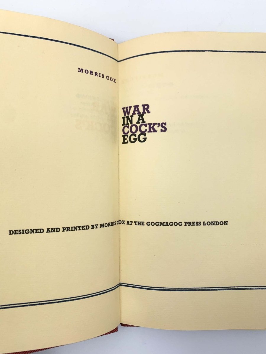 Signed First Edition - War in a Cock's Egg by Cox Morris | Rare Collectible Book | Perfect for Book Collectors & Literary Enthusiasts