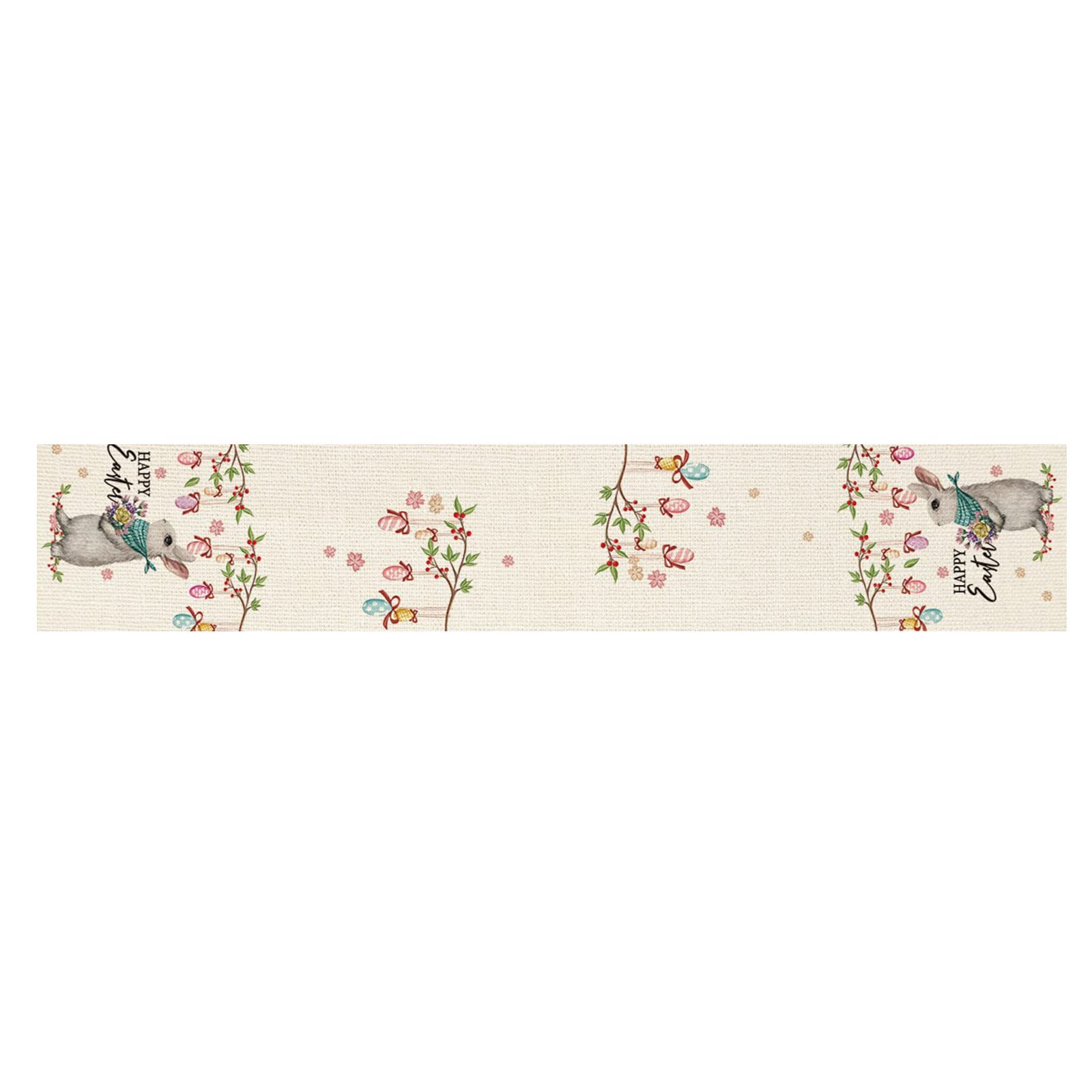 Easter Printed Cotton Polyester Tablecloth - Creative Holiday Decor for Dining Table, Party & Home (White, One Size) | Perfect for Easter Brunch, Spring Celebrations & Festive Gatherings