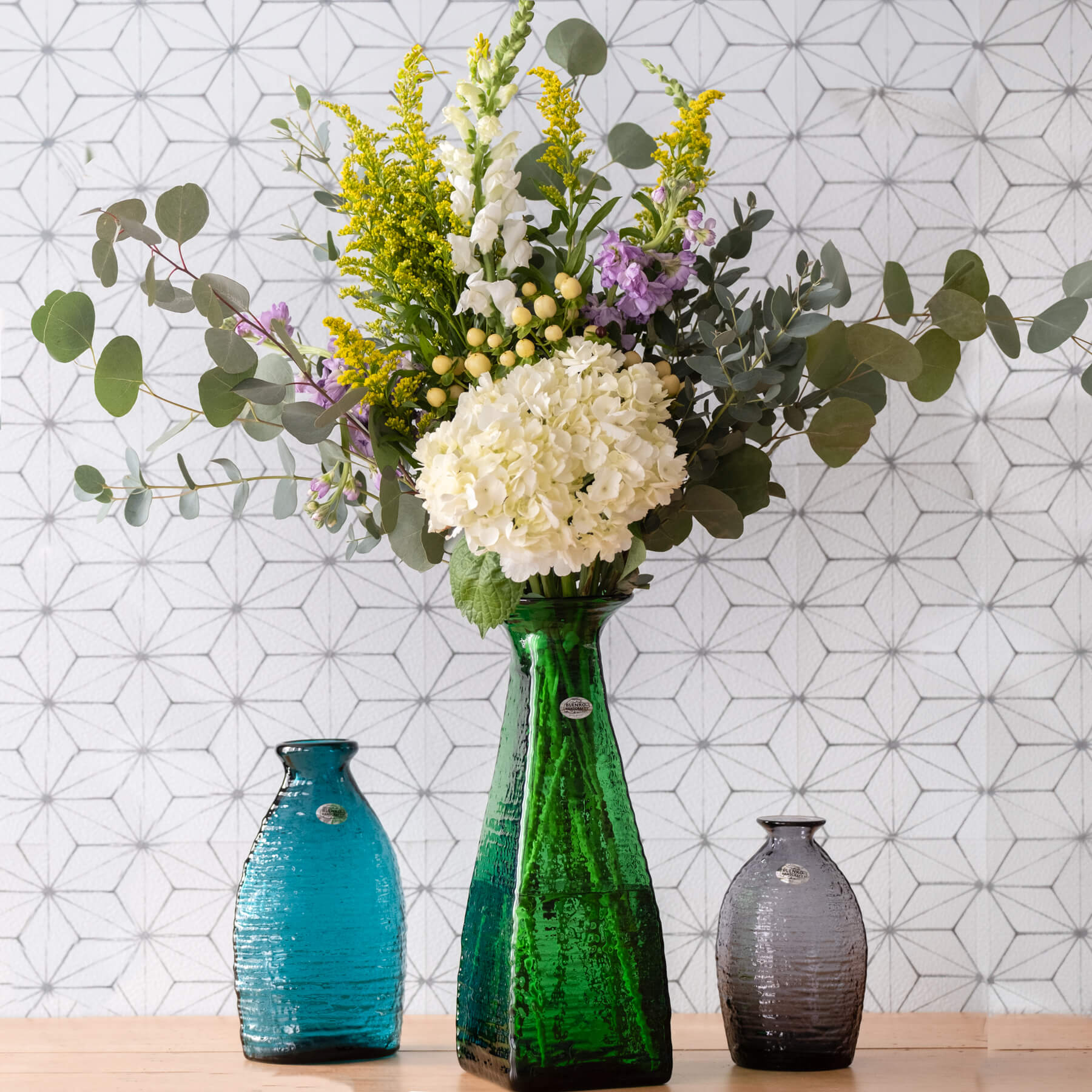 2134 Strata Vase - Modern Geometric Ceramic Flower Vase for Home Decor, Wedding Centerpieces & Office Desk Decorations