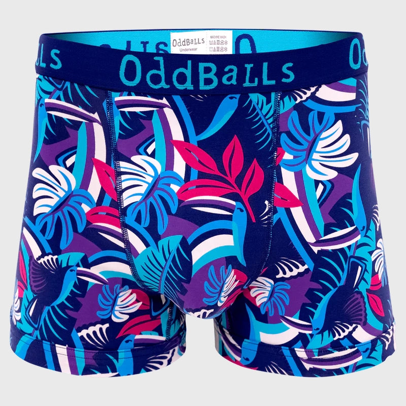 OddBalls Toucan Boxer Shorts for Men - Fun Tropical Bird Print Underwear - Comfortable & Breathable for Casual Wear, Lounge & Sleep