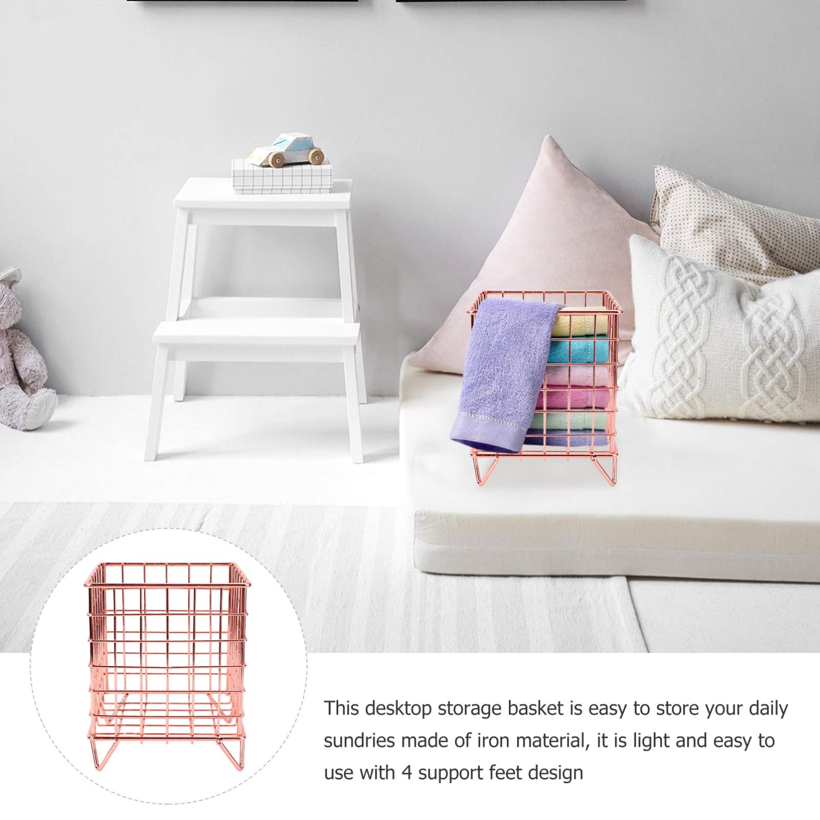 Cabilock 1-Piece Iron Wire Storage Basket - Metal Grid Desk Organizer for Office, Kitchen, Bathroom | Perfect for Snacks, Sundries & Home Organization Supplies