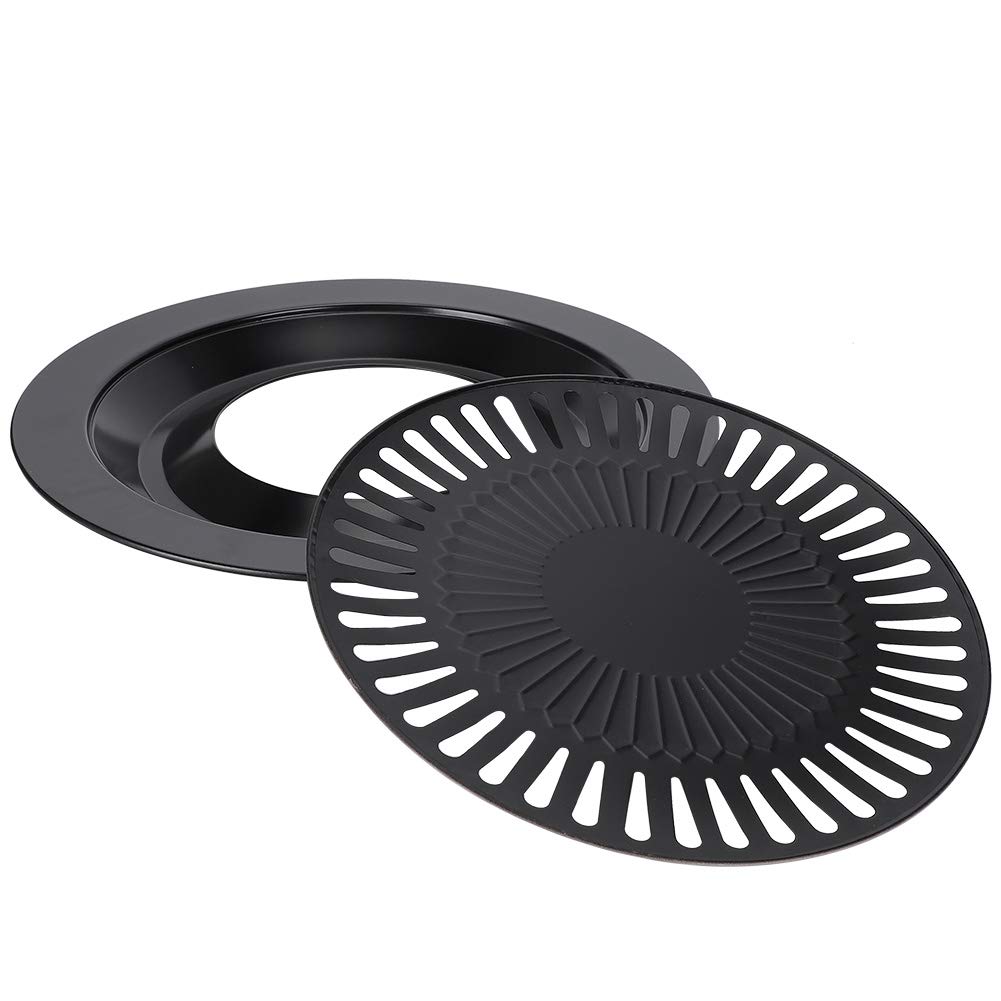Nonstick Smokeless Korean BBQ Grill Pan - Even Heating Stovetop Grill Plate with Grease Drainage Hole - Easy to Clean Cast Iron Multi-Pan for Indoor/Outdoor Cooking, Camping & Family Gatherings
