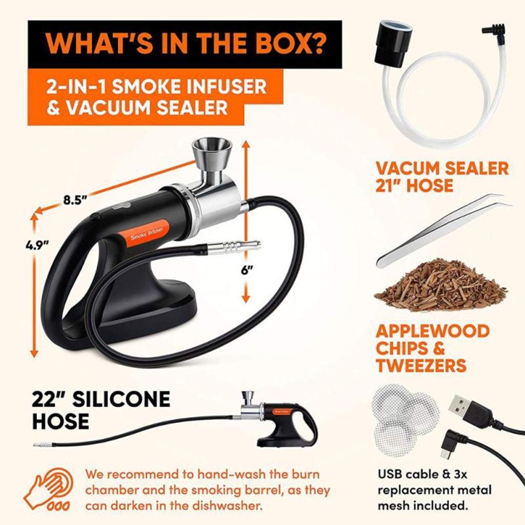 Portable Handheld Cold Smoking Gun for Meat, BBQ, Sous Vide, Cocktails & Cheese - Kitchen & Outdoor Use with Wood Chips | Perfect for Grilling, Mixology & Gourmet Cooking
