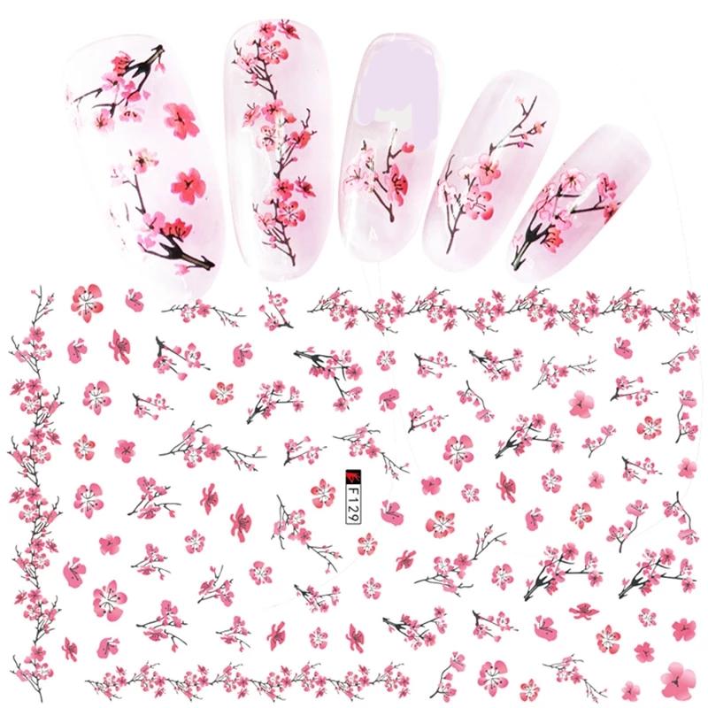 3D Embossed Flower Nail Art Stickers - 1 Sheet Garden Floral Design Self-Adhesive Nail Decals for DIY Manicure, Party & Special Occasion Nail Art