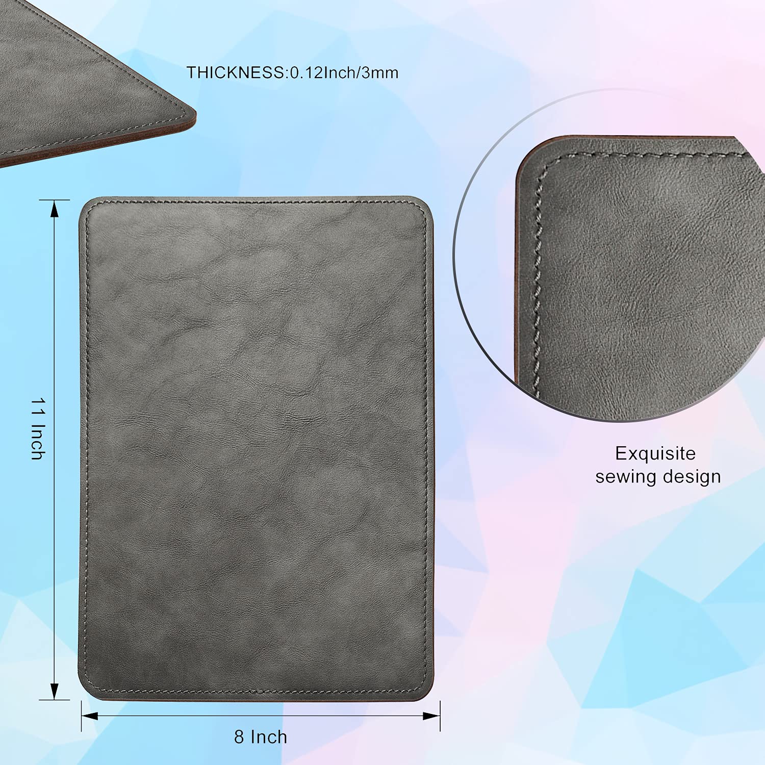 Premium PU Leather Mouse Pad with Stitched Edge - Non-Slip Microfiber Base, Waterproof Desk Mat for Computer & Laptop (8x11 Inch, Ultramarine) - Ideal for Office, Gaming & Home Workspace