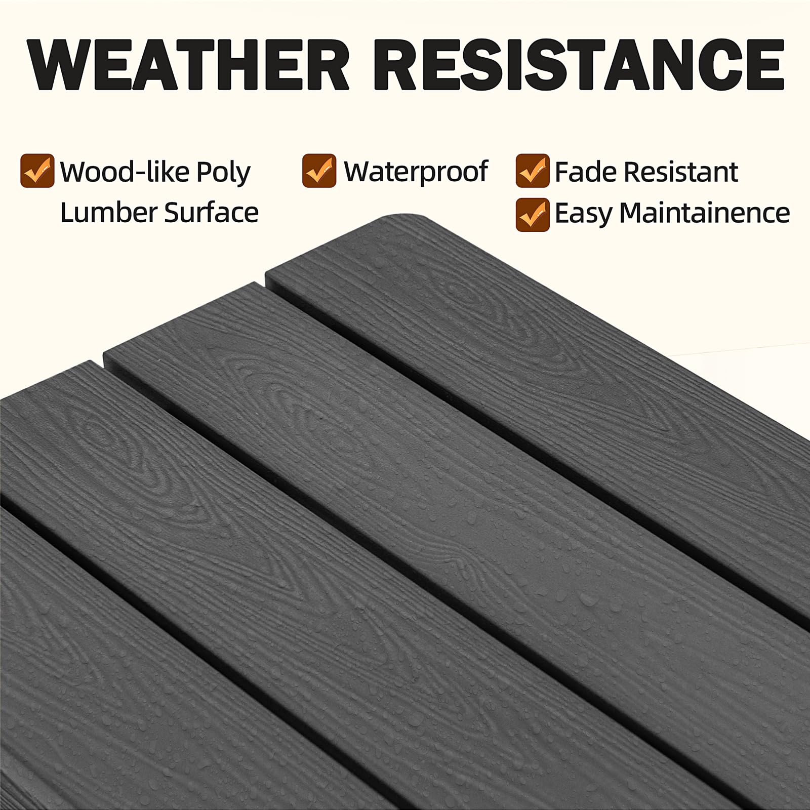 Durable 2-Person Outdoor Bench - Weatherproof Poly Lumber Patio Furniture - Fade & Rot Resistant Backless Garden Bench for Park, Porch & Yard (Black) - Perfect for Relaxing in Gardens, Patios & Outdoor Spaces