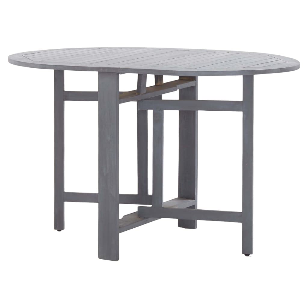 Acacia Wood Folding Patio Table - Solid Butterfly Leaf Dining Table for Kitchen, Garden, Balcony & Outdoor - Space Saving Foldable Furniture in Gray - Perfect for Small Spaces, BBQs & Entertaining