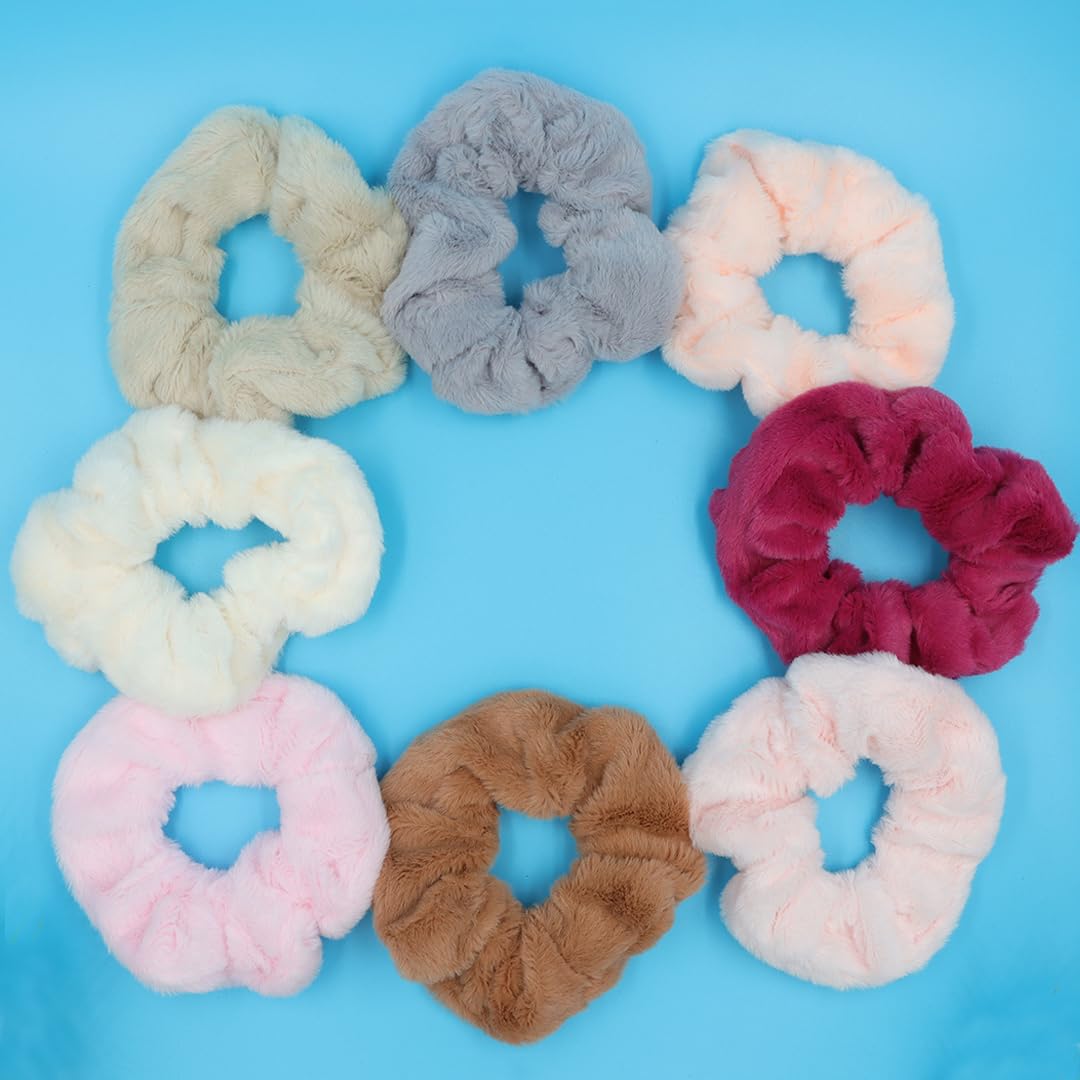 Myra Collection 8-Piece Soft Stretchy Scrunchies - Colorful Hair Ties for Women & Girls - Gentle Hair Accessories for School, Workout & Everyday Use