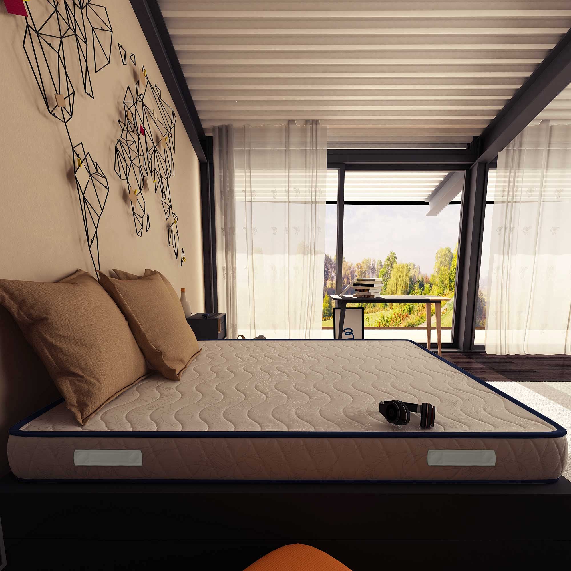 Baldiflex Emporio - Orthopedic Memory Foam Mattress for Couples, Automatic Unzippable Cover, Waterfoam Technology, Includes Free Memory Foam Pillow (180x190x20cm) - Perfect for Back Pain Relief & Better Sleep