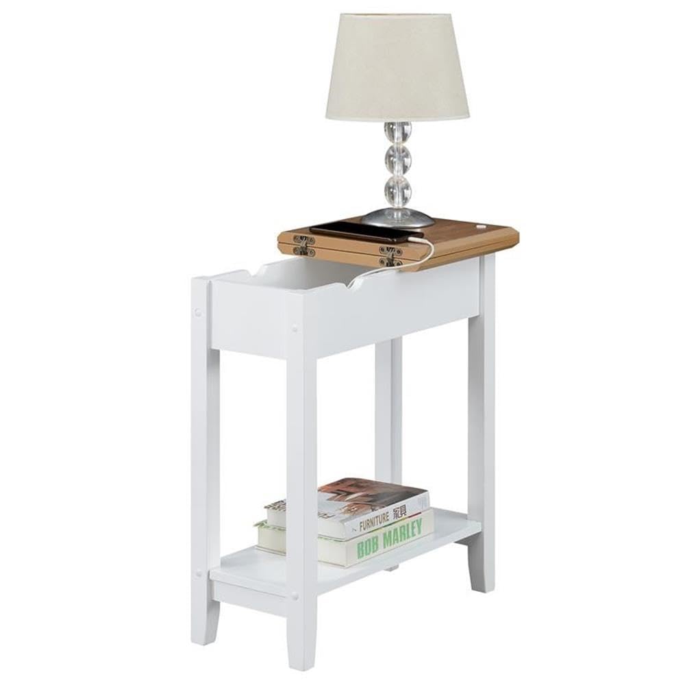 Premium White End Tables with Built-in USB Charging Station - Set of 2 Modern Nightstands for Living Room, Bedroom & Office (Home Square Furniture)