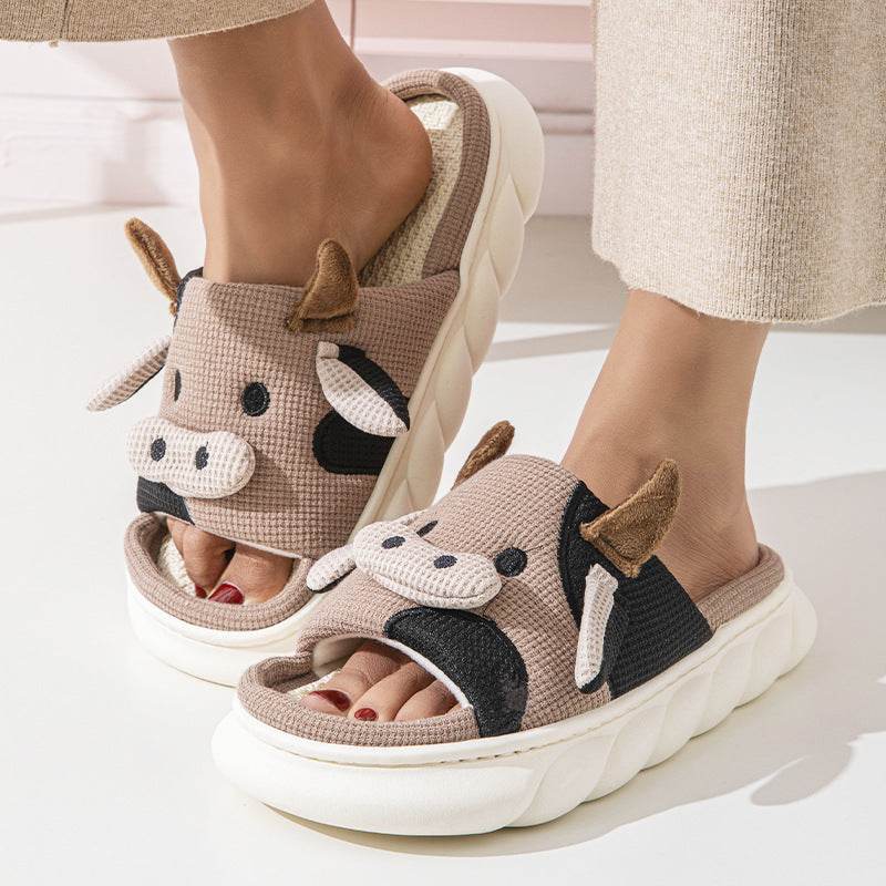 Cowzy Kawaii Slippers - Soft & Cute Cow Print House Slippers for Women & Girls | Cozy Indoor & Outdoor Wear for Home, Dorm, or Lounge