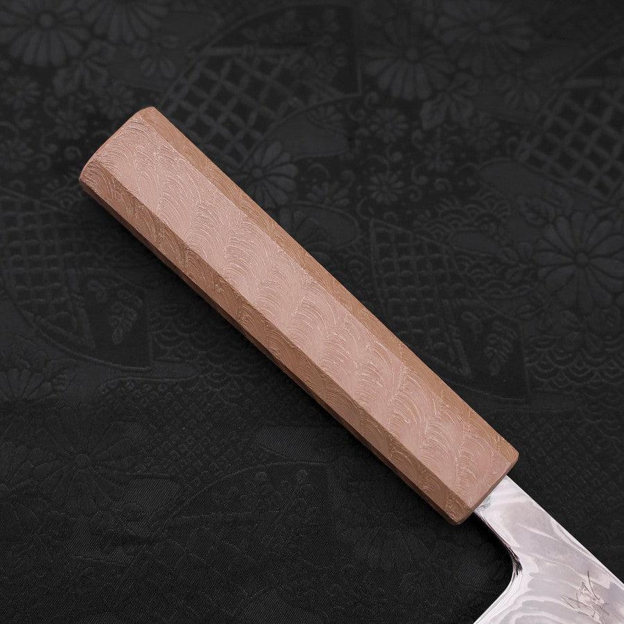 Premium Santoku Knife 165mm - SLD Steel, Wave Nickel Damascus Blade with White Urushi Handle - Perfect for Sushi, Vegetables & Meat Slicing